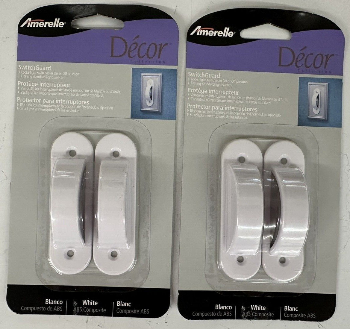 (2) X Amerelle SG1 Toggle Switch Guard, Universal, Plastic, Gloss White, 2-PACK