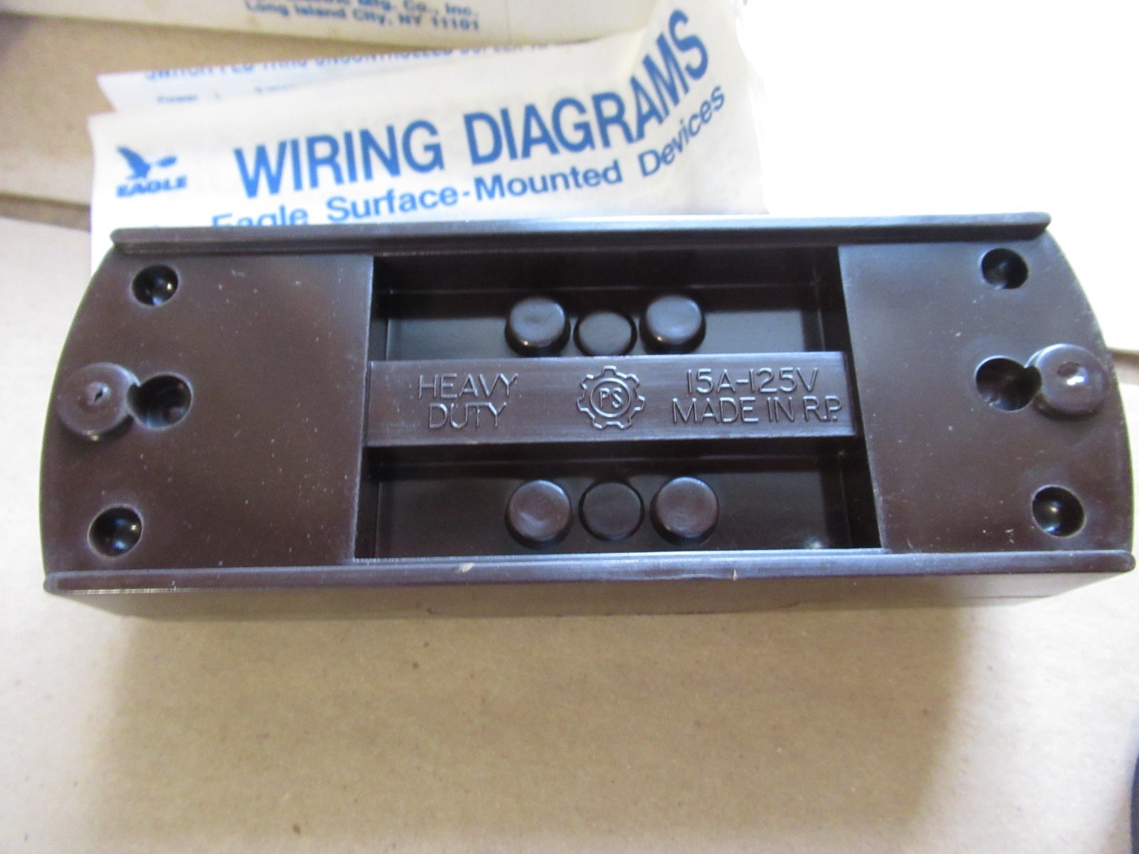 Surface Mount Duplex Receptacle Brown Eagle NIB 15A-125V 2 Pole 3 Wire Grounding
