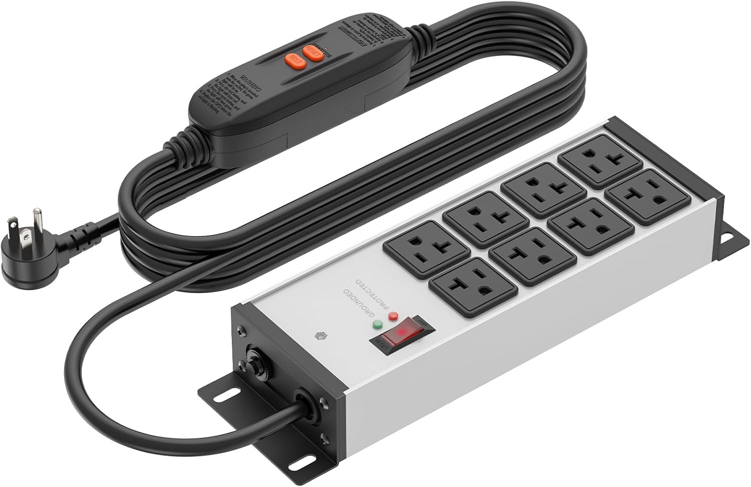 Heavy Duty Power Strip Surge Protector 20 AMP, Industrial GFCI Multiple Outlets