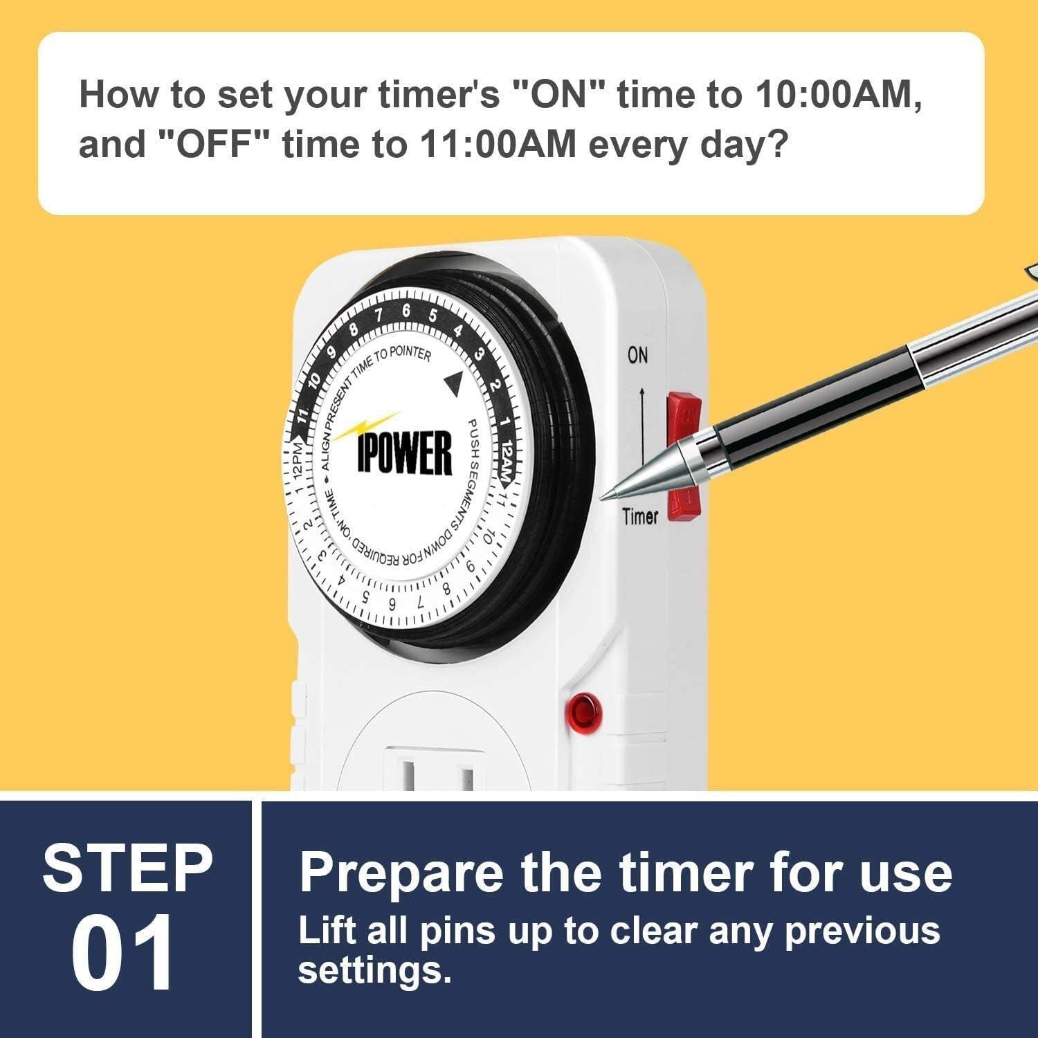 24 Hour Plug in Mechanical Timer Outlet Timer Indoor Timer Electrical Outlets x2