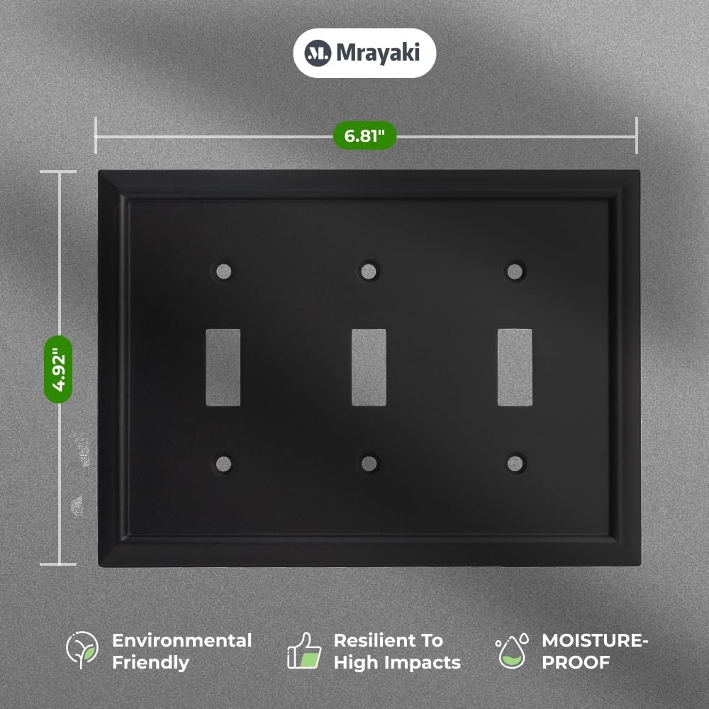 Wall Plate, Duplex Outlet Covers, Matte Black Light Switch Cover – Natural Ba…