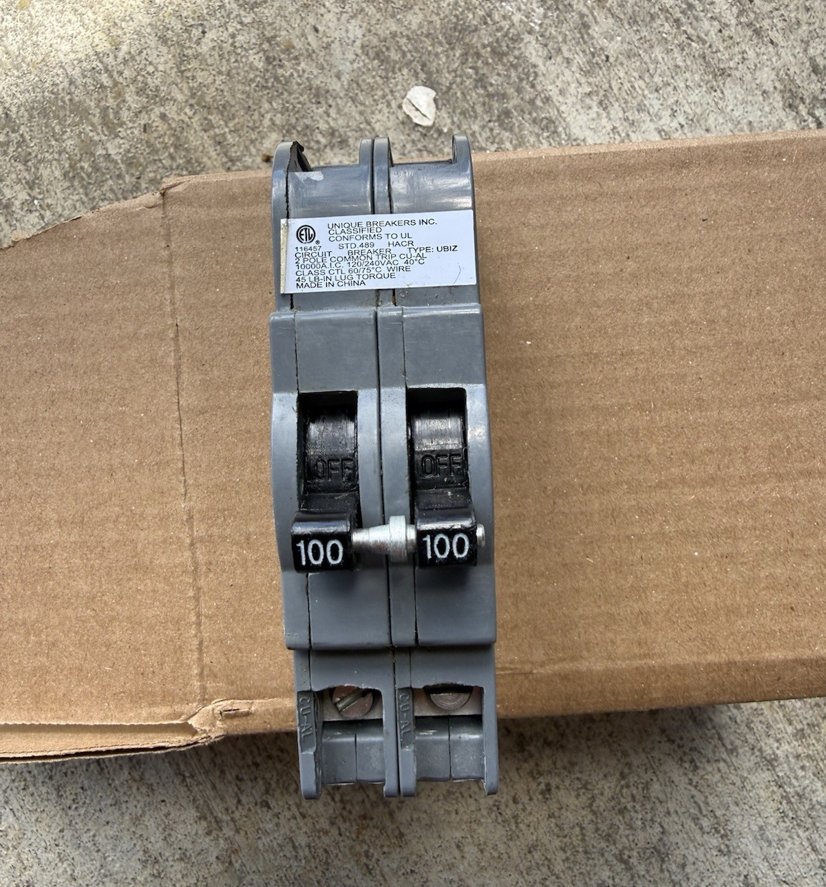 Unique Breakers Inc. UBIZ 2-Pole 100A 120/240VAC Heavy Duty Circuit Breaker