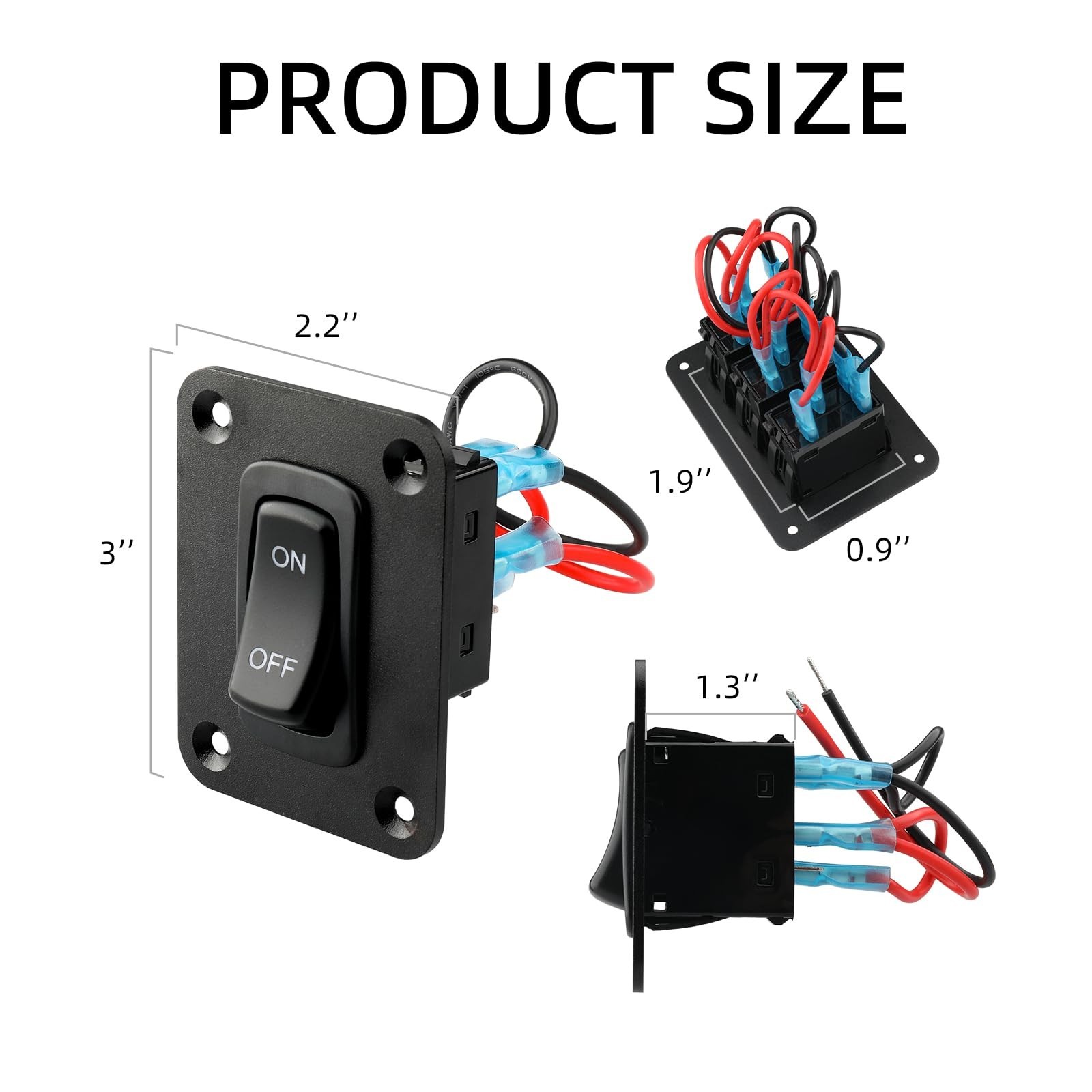 Rocker Switch Panel, 1 Gang Toggle Switch Panel 12V, Wateroproof 5Pins Boat O…