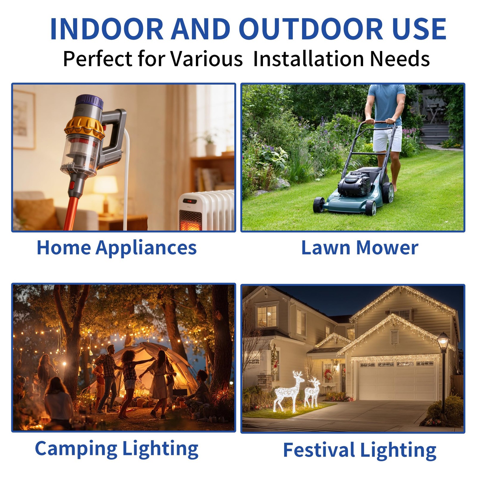 Cismorvex 3ft Outdoor/Indoor Extension Cord with Lighted 10/3 3FT, Yellow