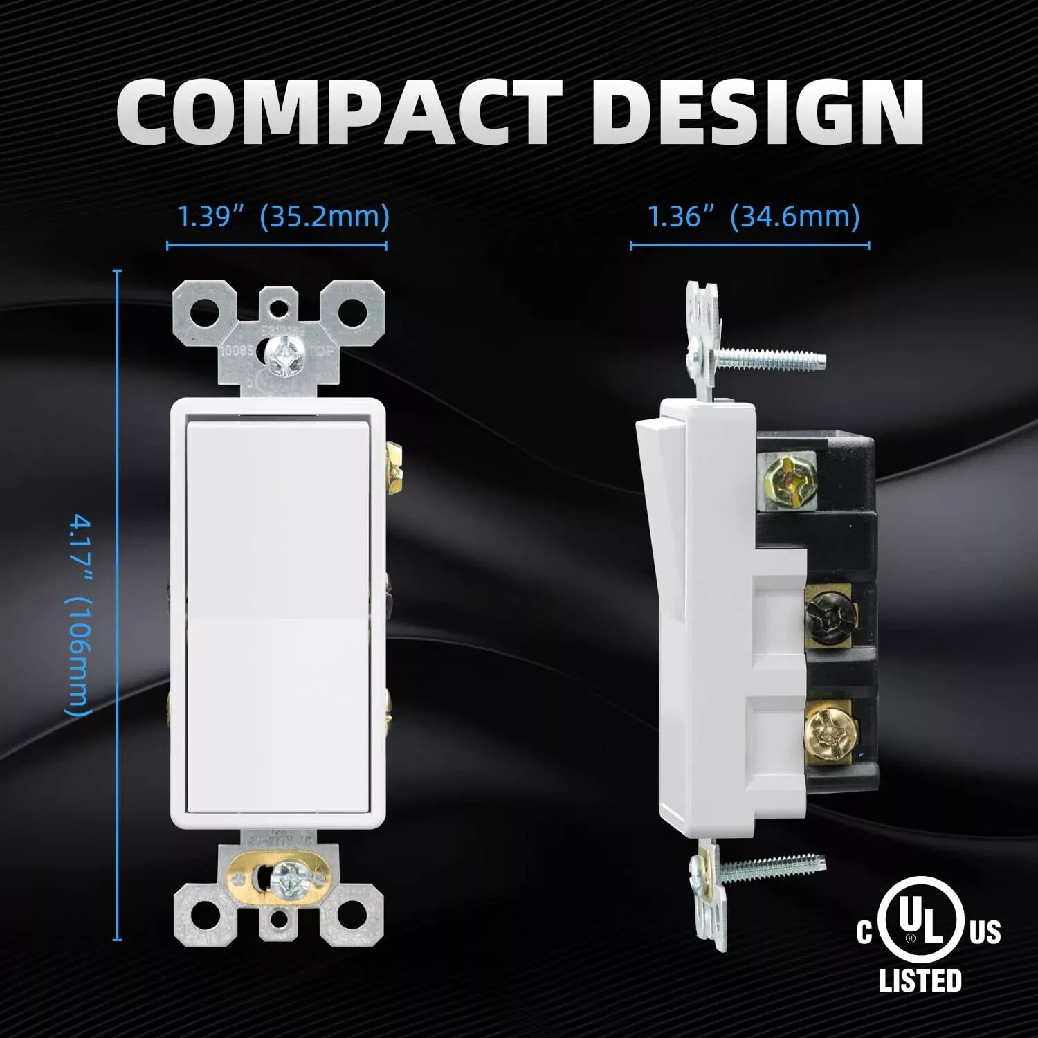 4 Way Decorative Light Switch 15Amp 120/277 Volt Ac Decora 10 Pack Glossy White