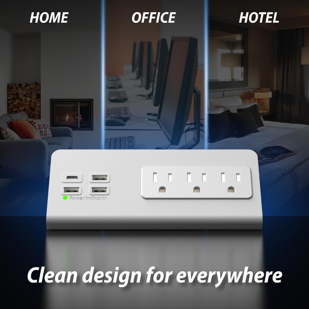 AC Power Type-C Ports Fast Charging Power Strip USB Ports Sockets Home Office