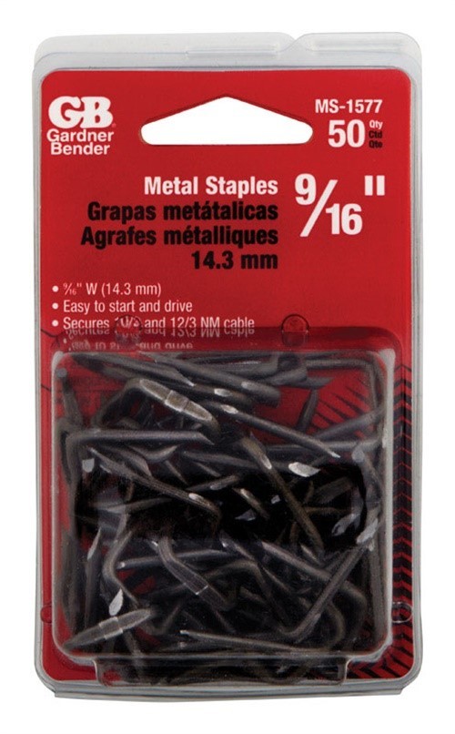 Gardner Bender MS-1577 Recessed flat head Metal Wire Staple 9/16 x 1-1/4 in.