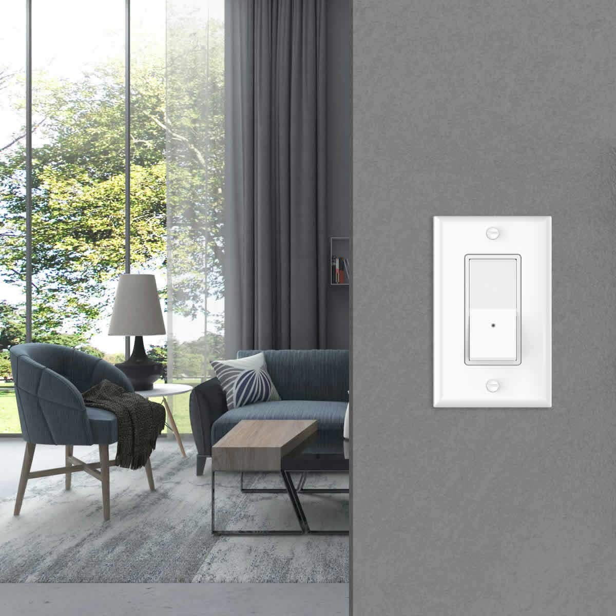 4 Pack Illuminated Light Switch, Lightswitch with LED 1.38W*4.13L, White