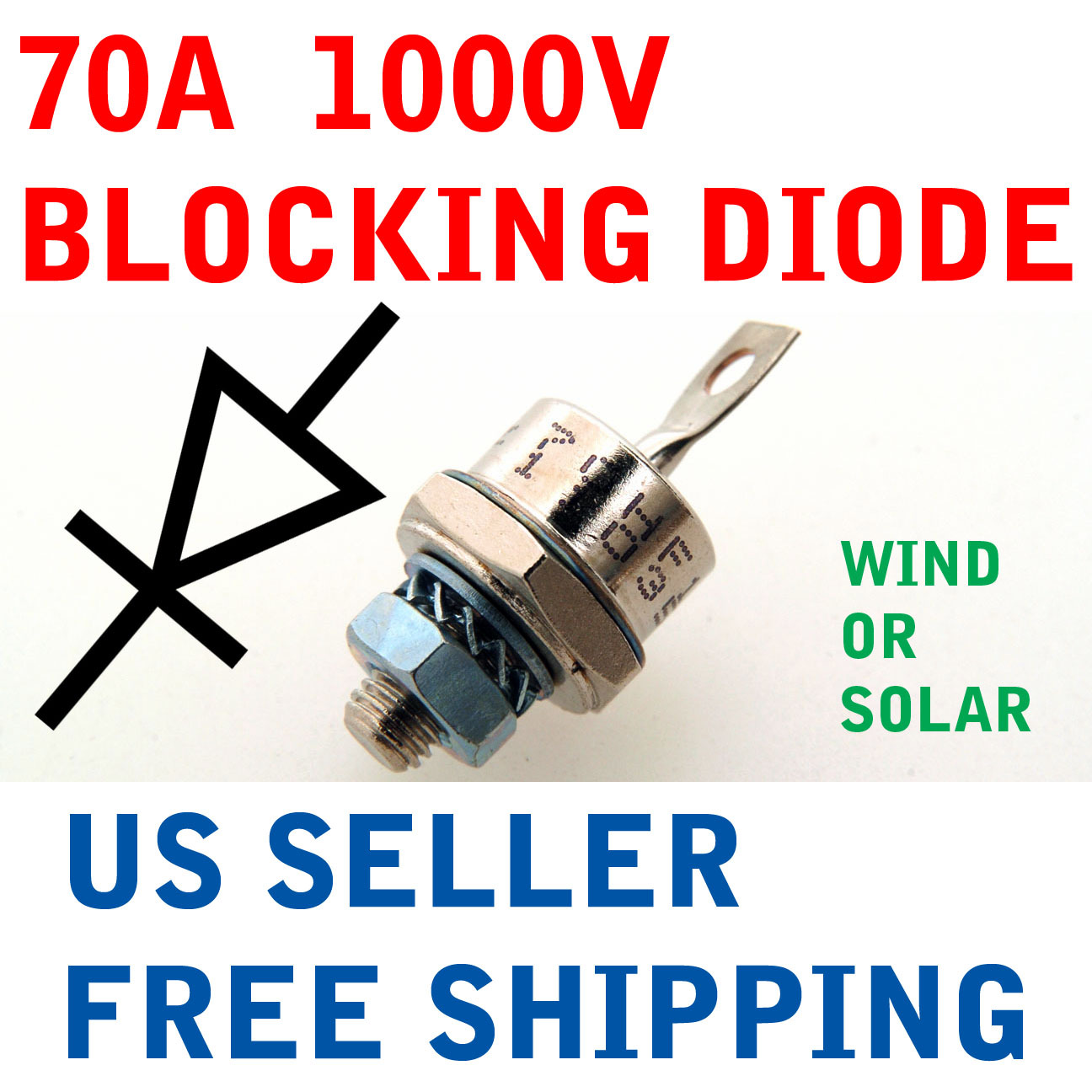 70A 1000V BLOCKING DIODE WIND GENERATOR SOLAR PANEL 70 AMP PANELS TURBINE STUD A
