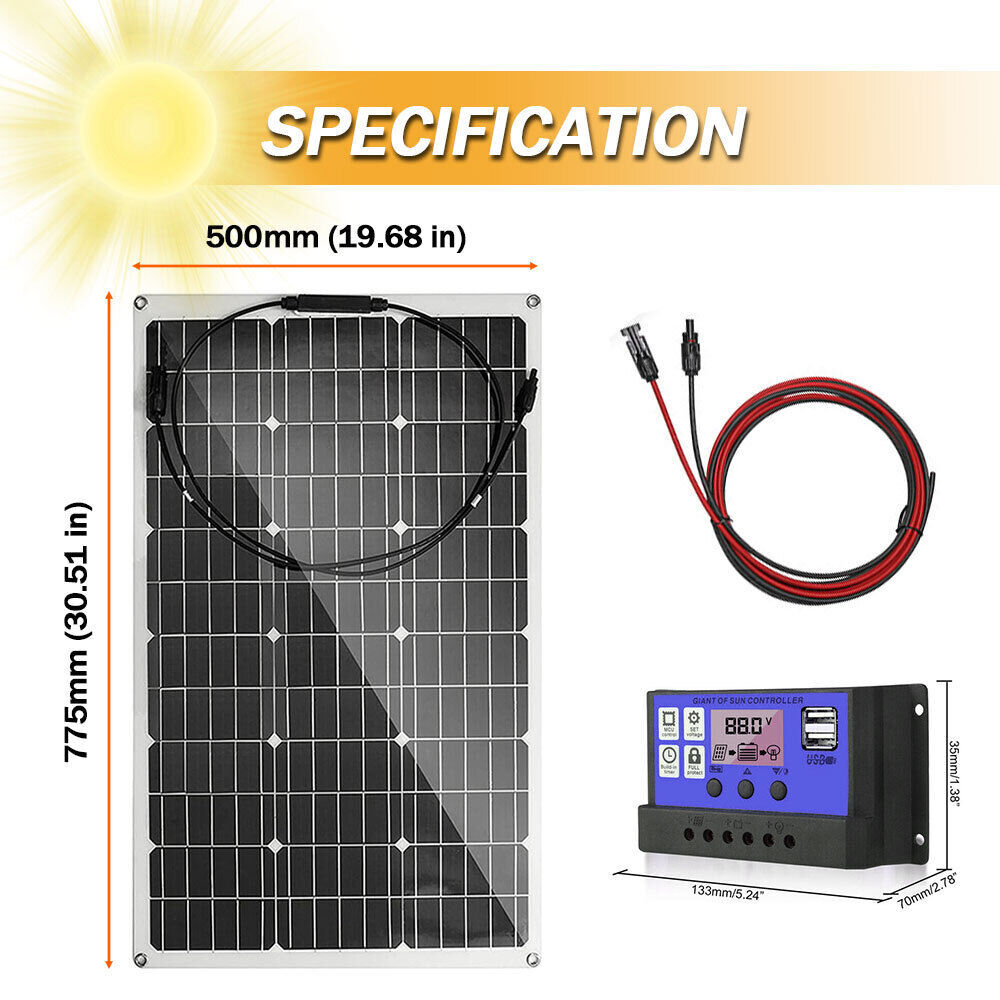 300W Flexible Mono Solar Panel 12v Portable Power Camping Home RV Battery Charge