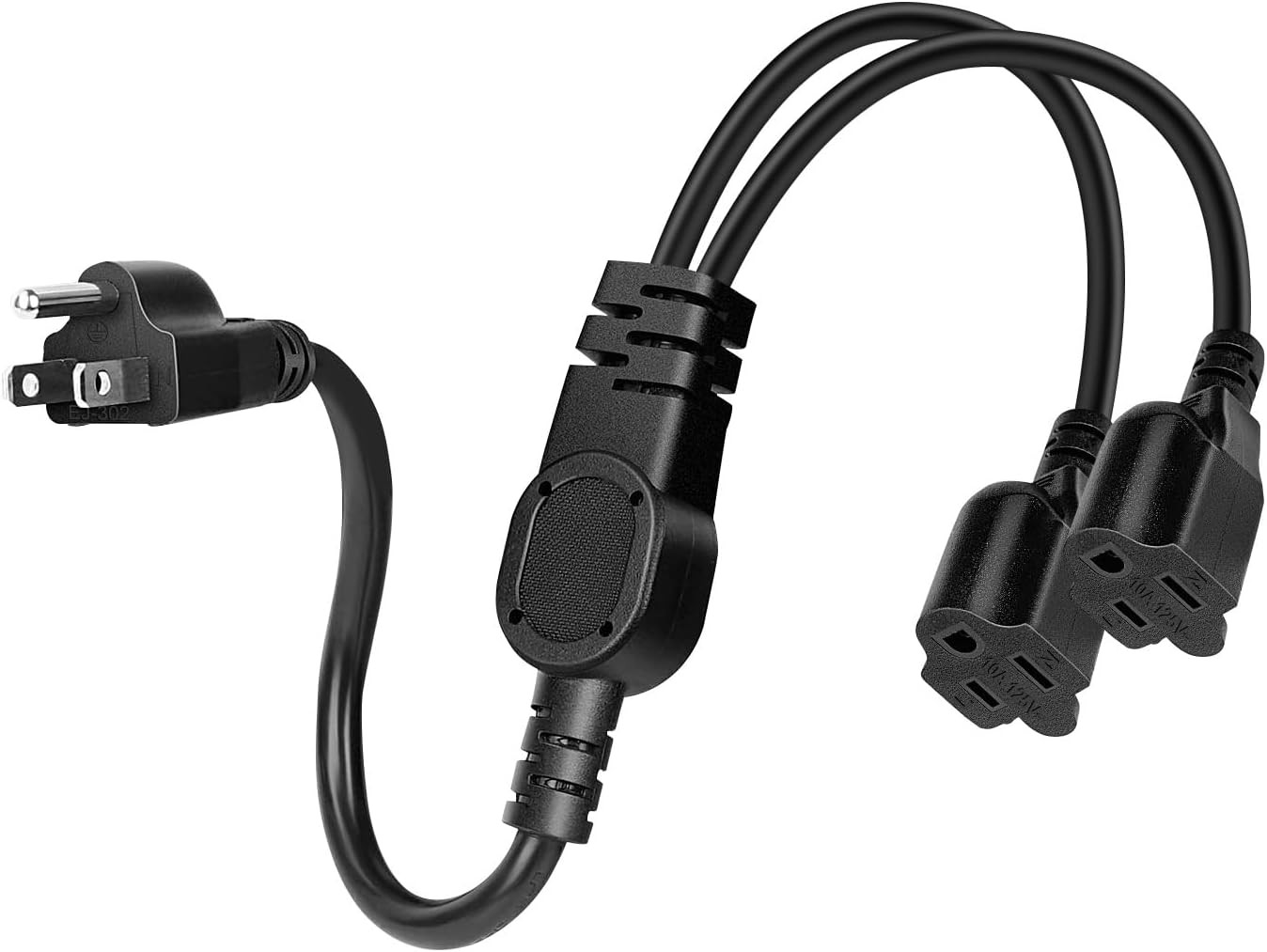 3 Prong Extension Cord 1 to 2 Outlet Power Y Splitter Indoor Outdoor Plug Saver