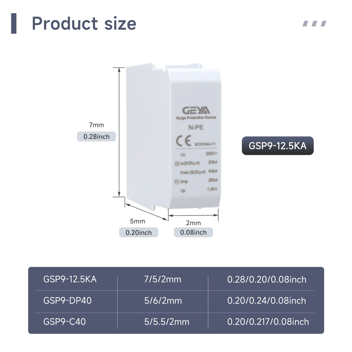 GEYA SPD Surge Protector Replacement Core AC275/385/400/440V DC600/1000/1500V