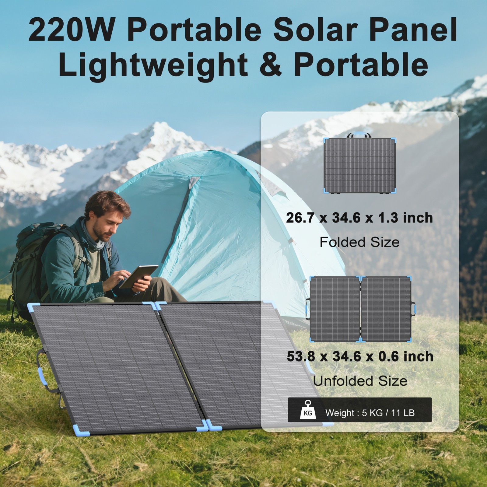 220W 400W Portable Solar Panel IP68 Waterproof Foldable Solar Panel Power Backup