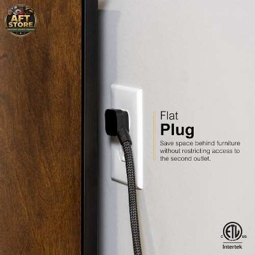 GE 12-Outlet Surge Protector with 8ft Braided Cord – Black/Gray