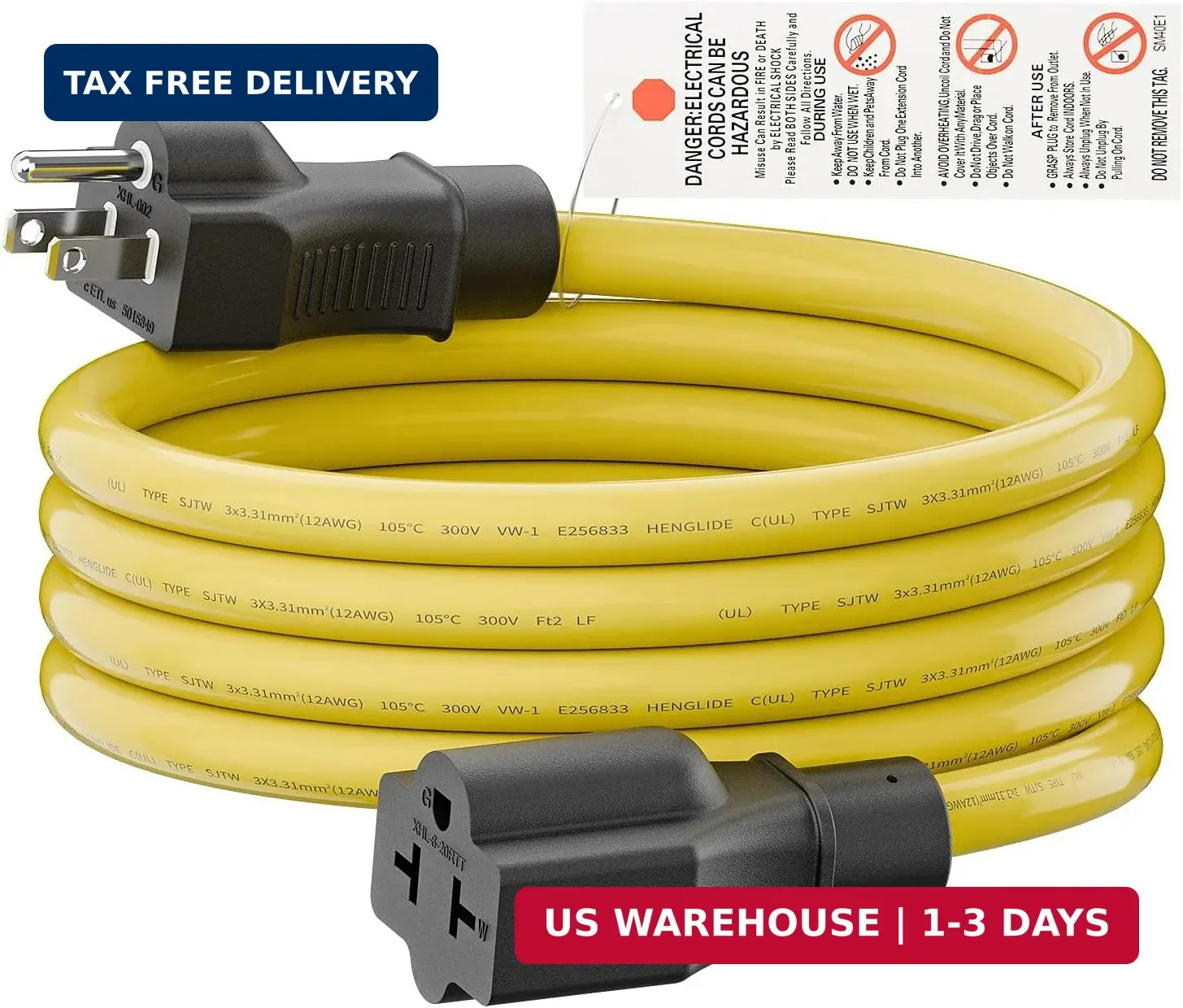[6-Feet] 12AWG 15 Amp Household AC Plug to 20 Amp T Blade Adapter Cable, 5-15P t