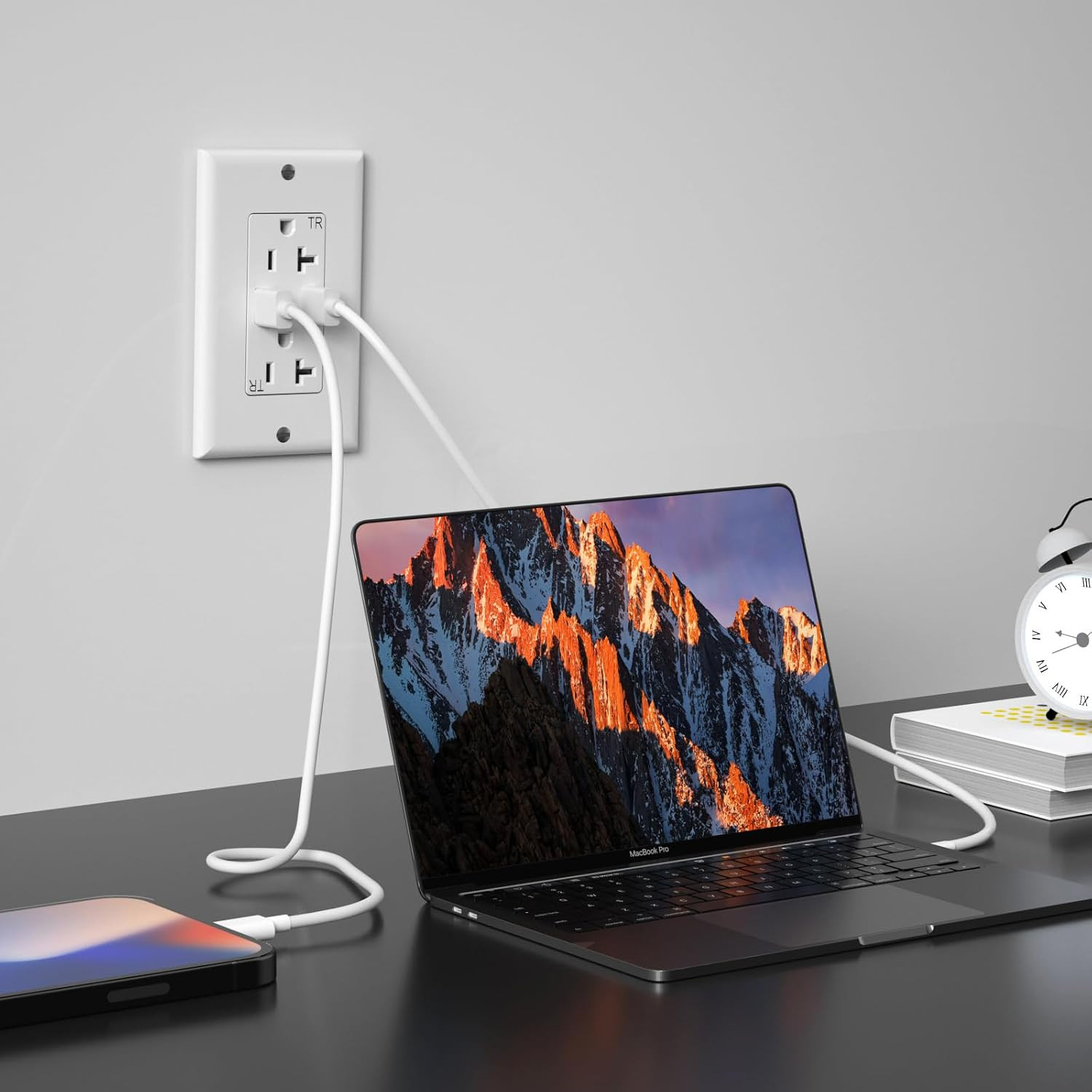 USB Outlet, 20 Amp Wall Outlet with 2 USB Ports, High Speed Charger