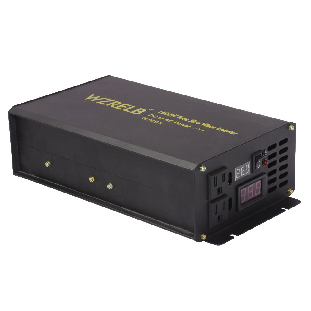 1500W Power Converter 12V DC to AC 120V Pure Sine Wave Inverter Solar system Car