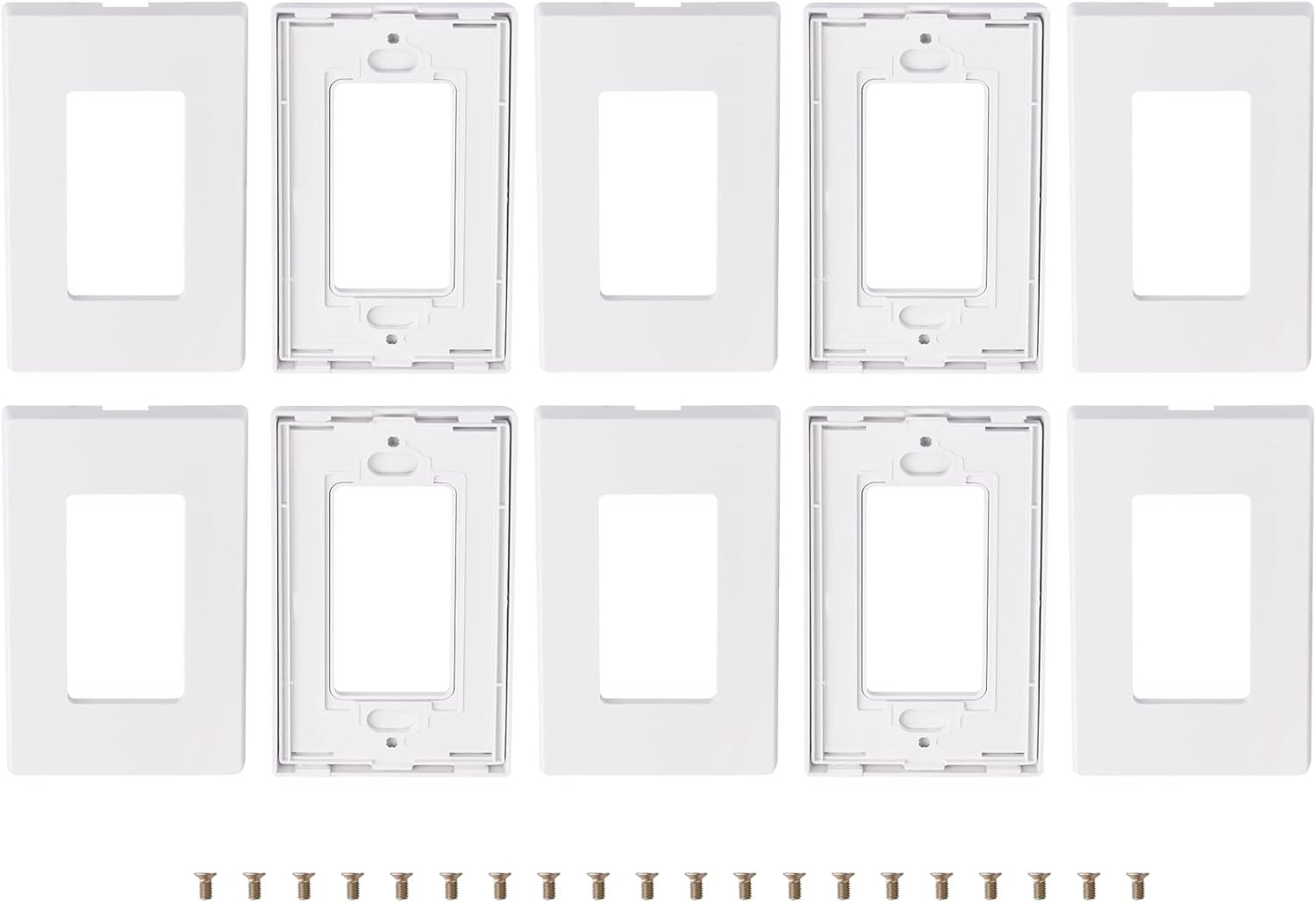 10 Pack For 80301-SW 1-Gang Decora Plus Wallplate Screwless Snap-On Mount White