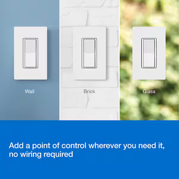 Pico Paddle Remote for On/Off Control of Caseta Smart Switches/Dimmers, White (P