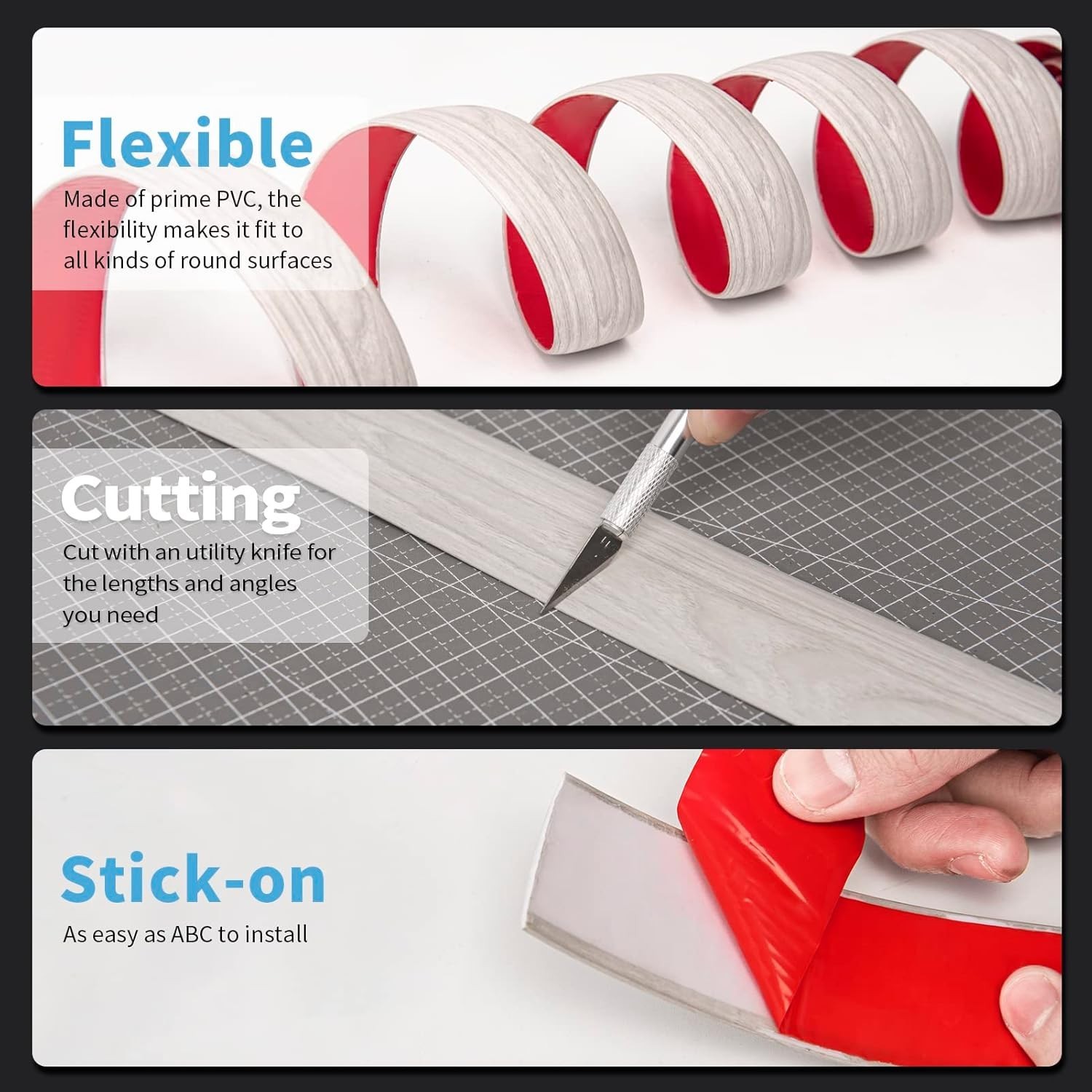 Elegant Self-Adhesive Vinyl Floor Transition Strip – 10FT, White-Washed Finish