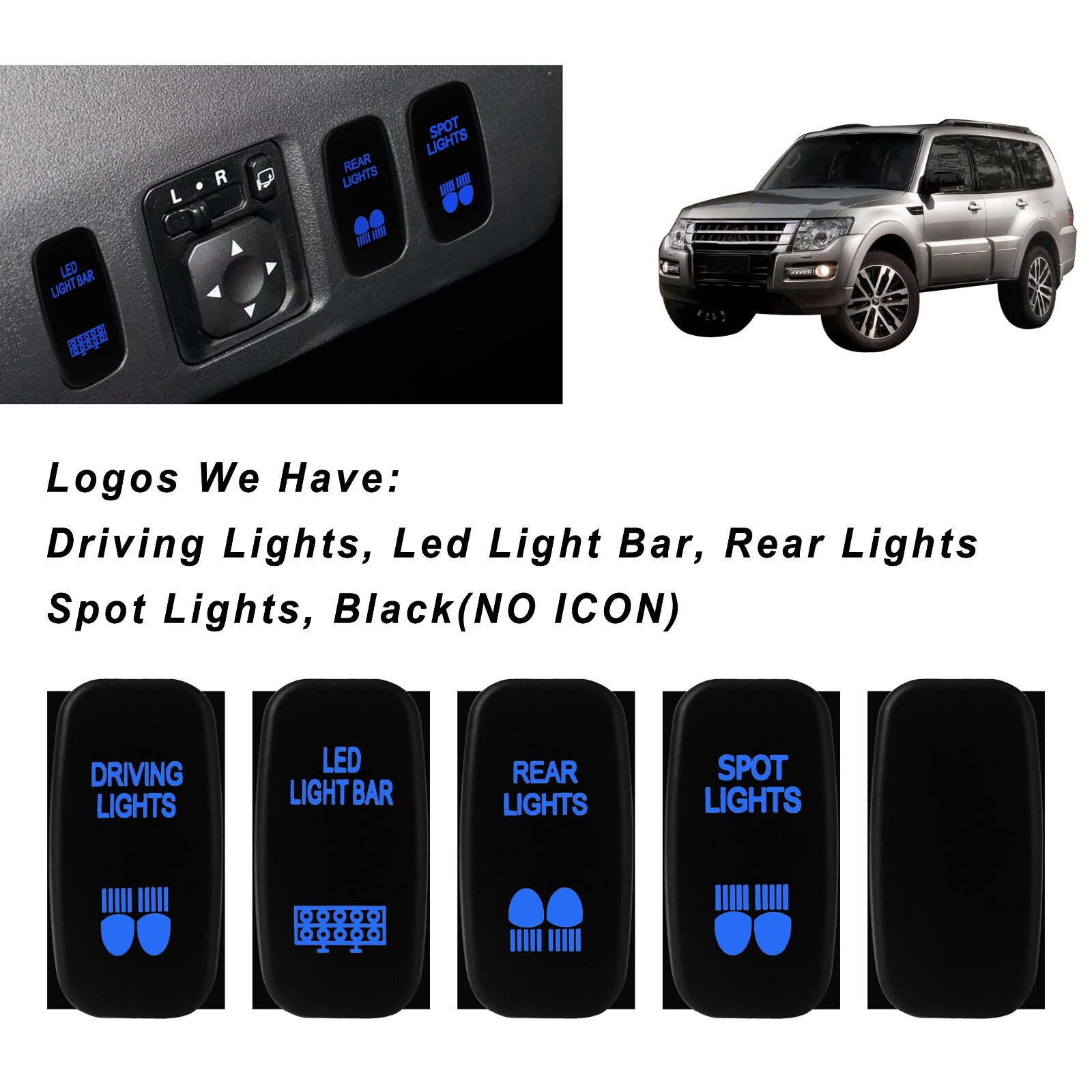 Blue Led Push Button Switch For Mitsubishi Pajero Triton Lancer EX Galant