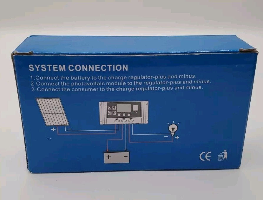 30A Solar Panel Charge Controller 12/24V Auto LCD Display Dual USB