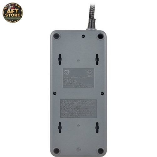 GE 12-Outlet Surge Protector with 8ft Braided Cord – Black/Gray