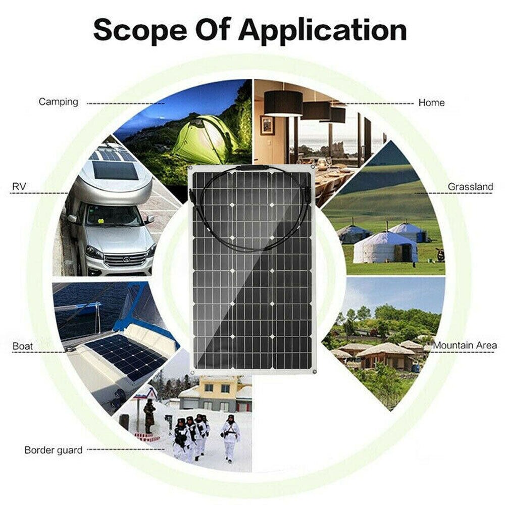 150Watt Flexible Mono Solar Panel 12V Volt Car Boat RV Home Rooftop Camping Roof