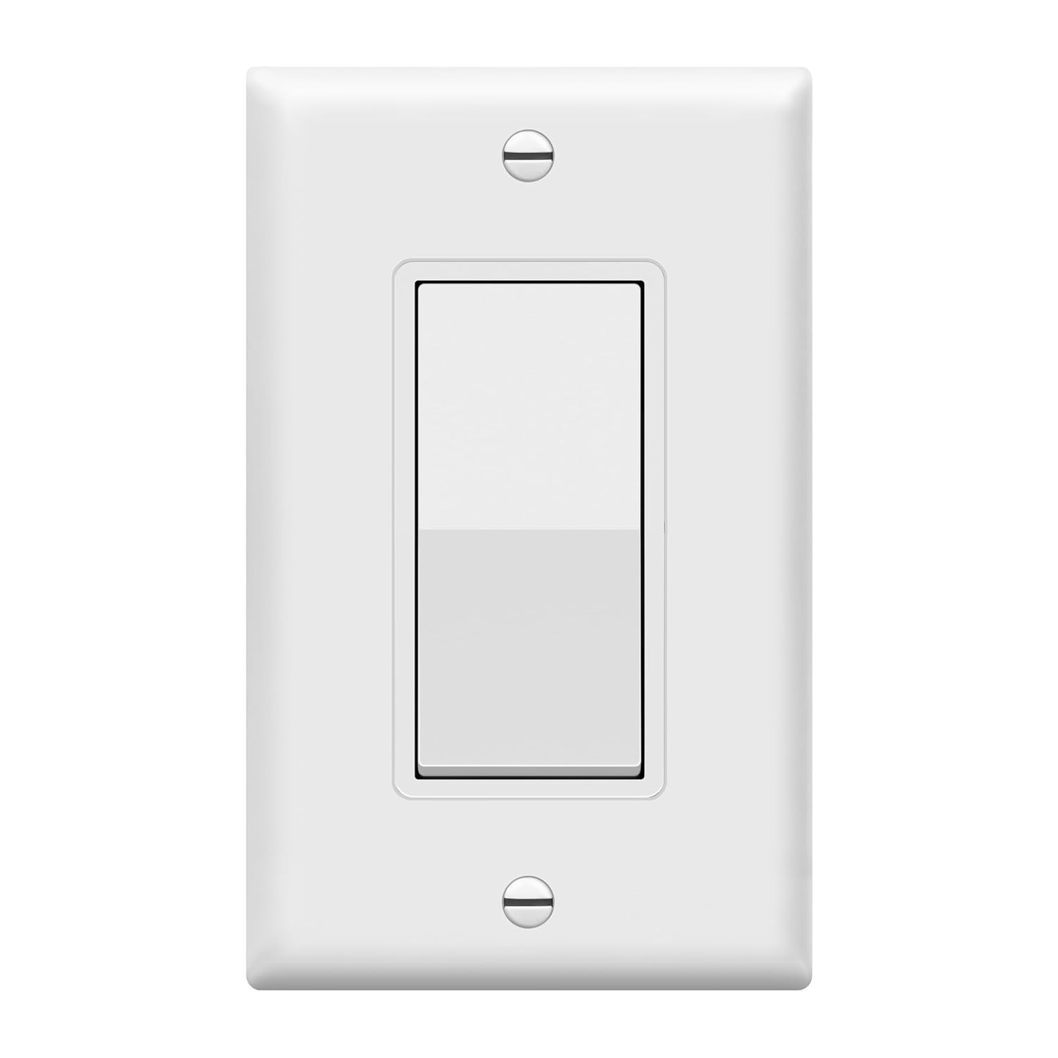 Residential Grade 15A Decorator Light Switch with White Wall Plate Included