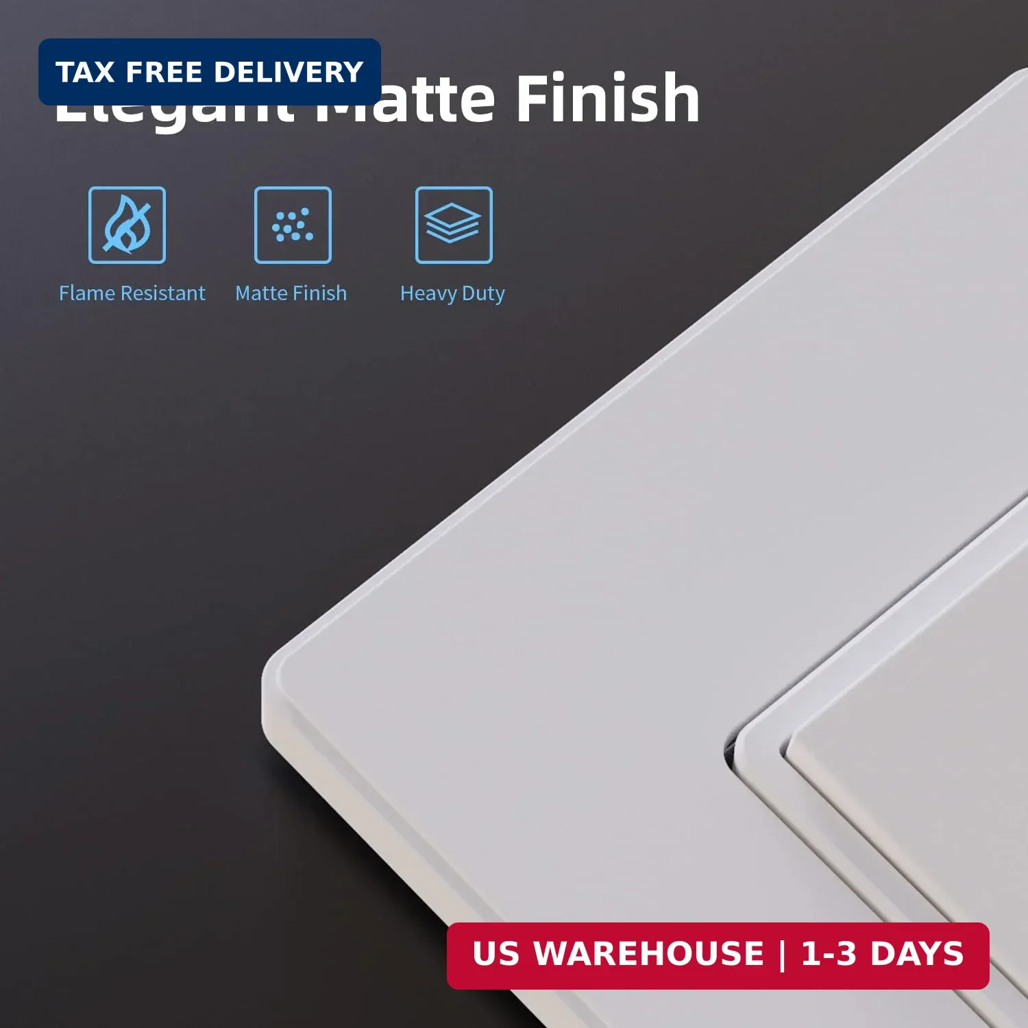 ELEGRP Matte White 3 Way Decorative Light Switch with Plate, 15 Amp, 120-277 Vol