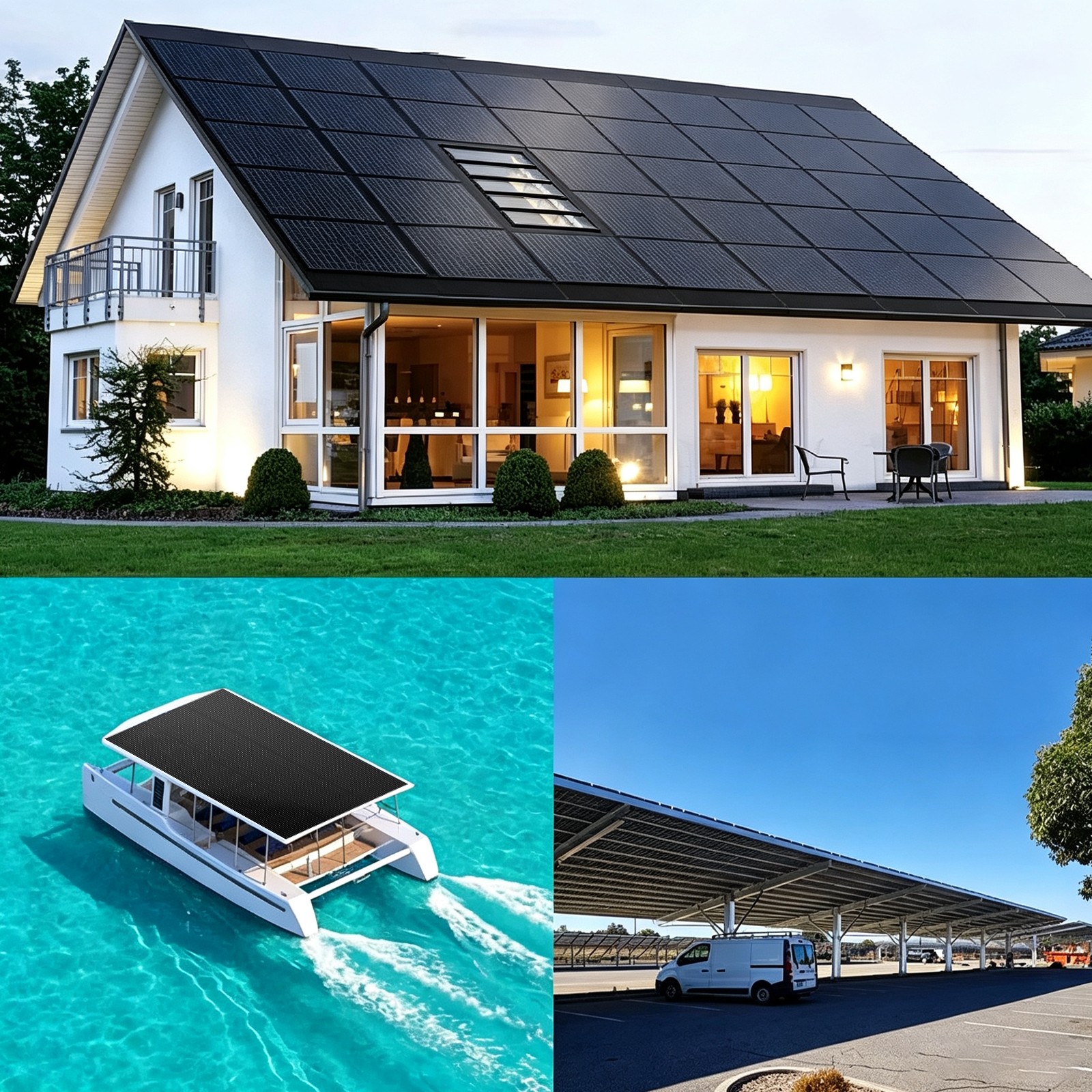 800W (200W*4) 18V Solar Panel N-Type Mono 18BB Roof RV Boat Off-Grid Battery