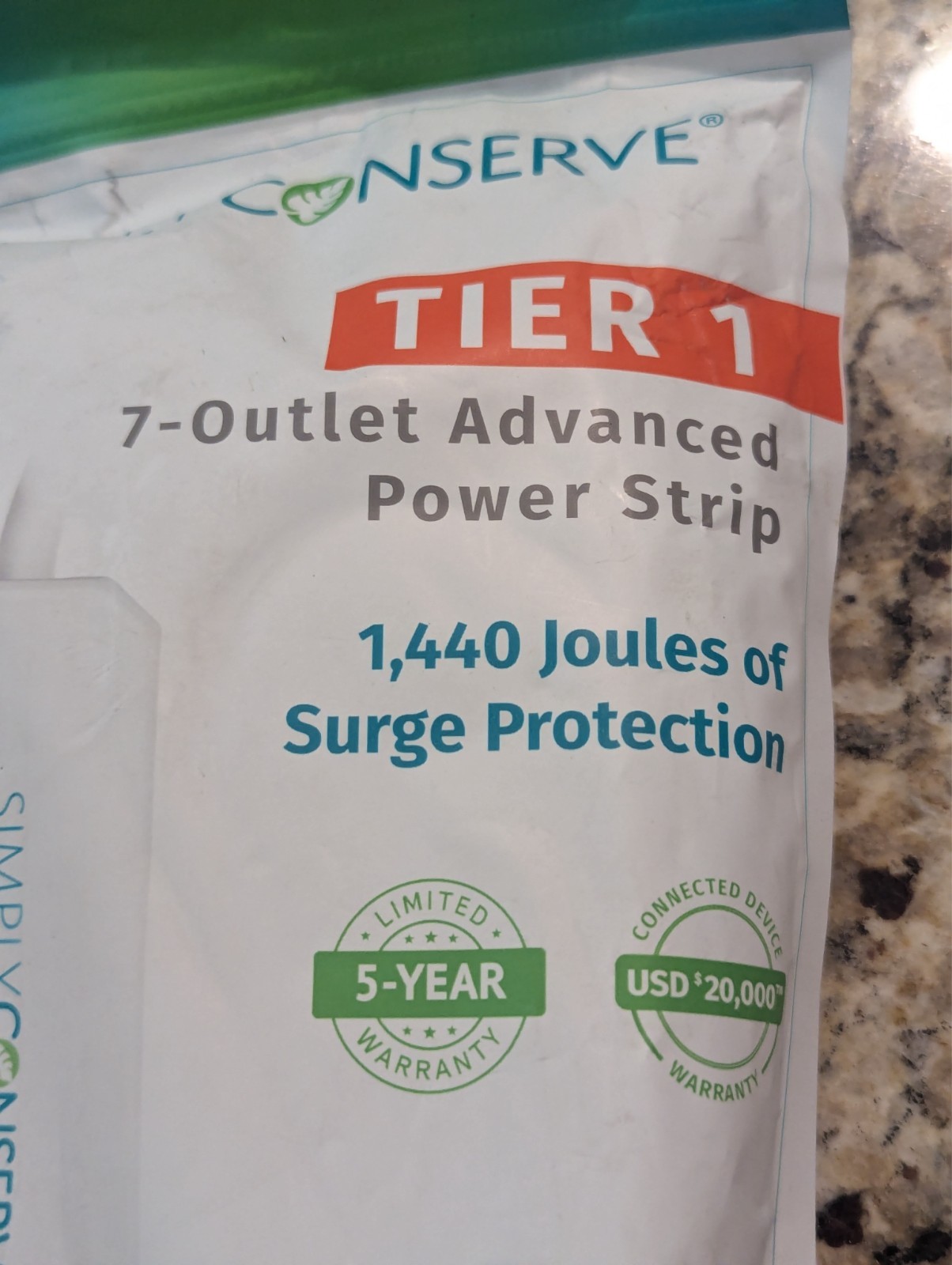 Simply Conserve 3 ft 7-Outlet Energy-Saving Advanced Surge Protector