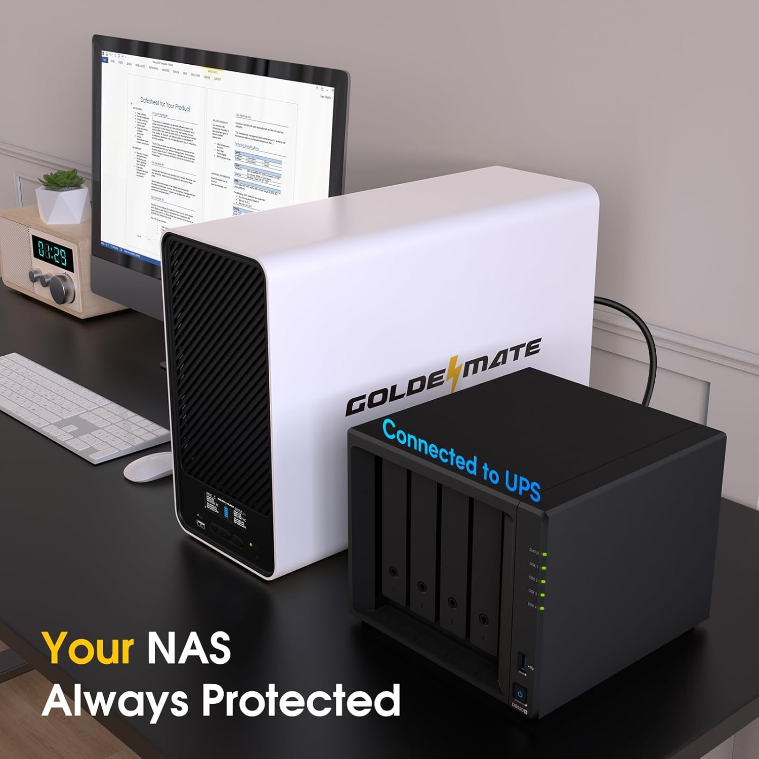 Goldenmate 1500VA 1000W UPS Pure Sine Wave LiFePO4 Battery Backup Power