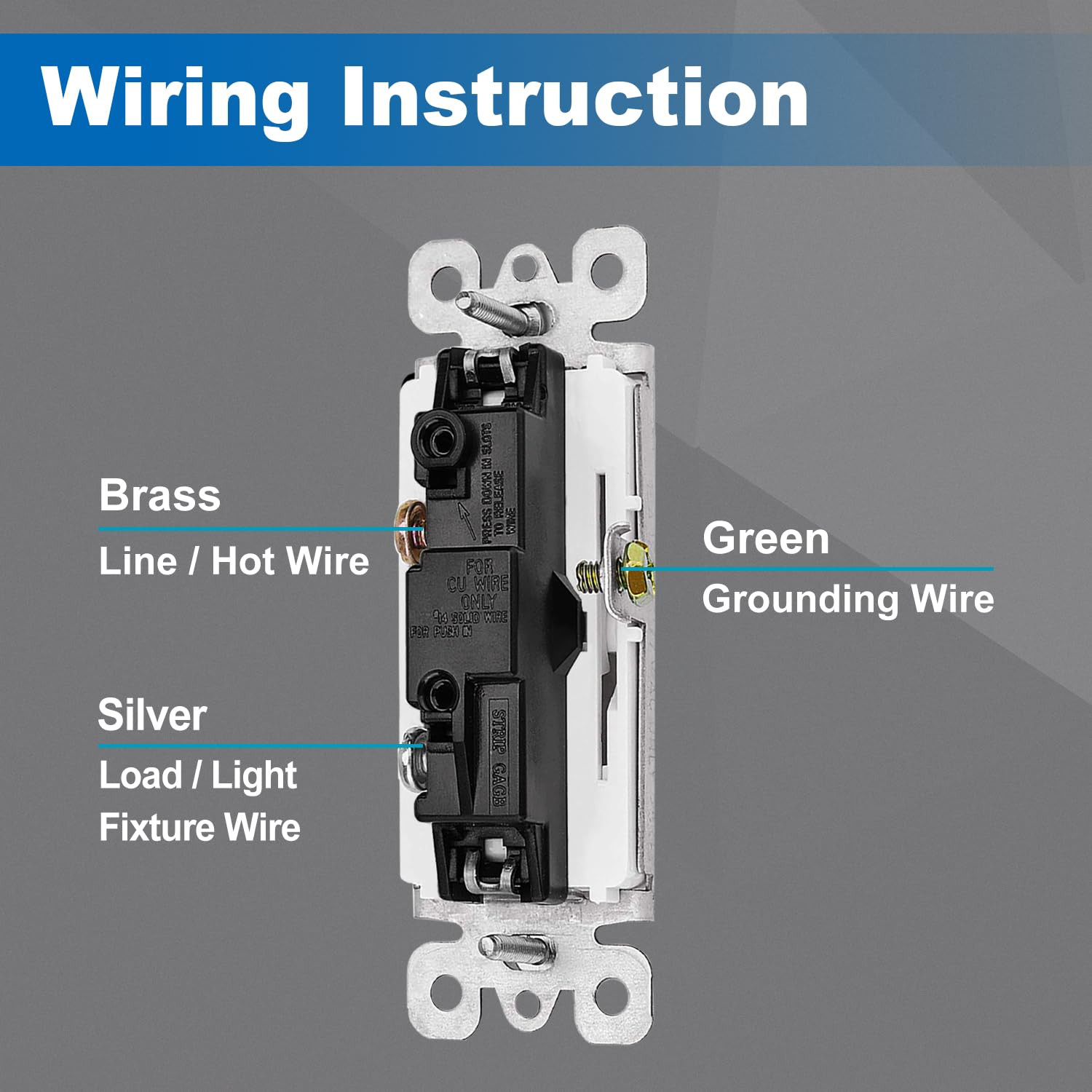10 Pack Single Pole Decorator Light Switch with Wallplate, 15A 120/277V, Rock…