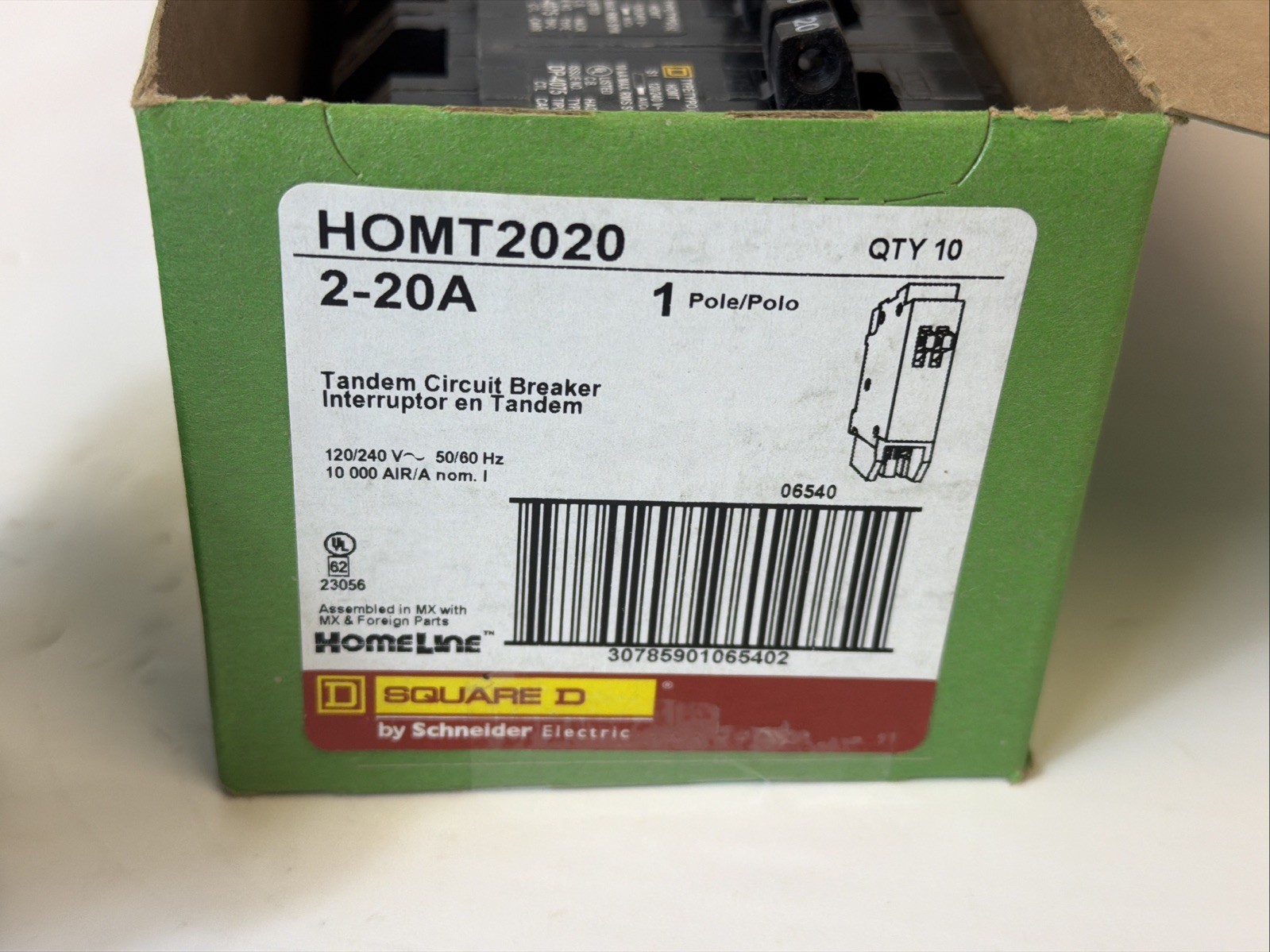 (10) Square D HOMT2020 2-20A Twin 1 Pole Tandem Circuit Breaker *10 NEW IN BOX*