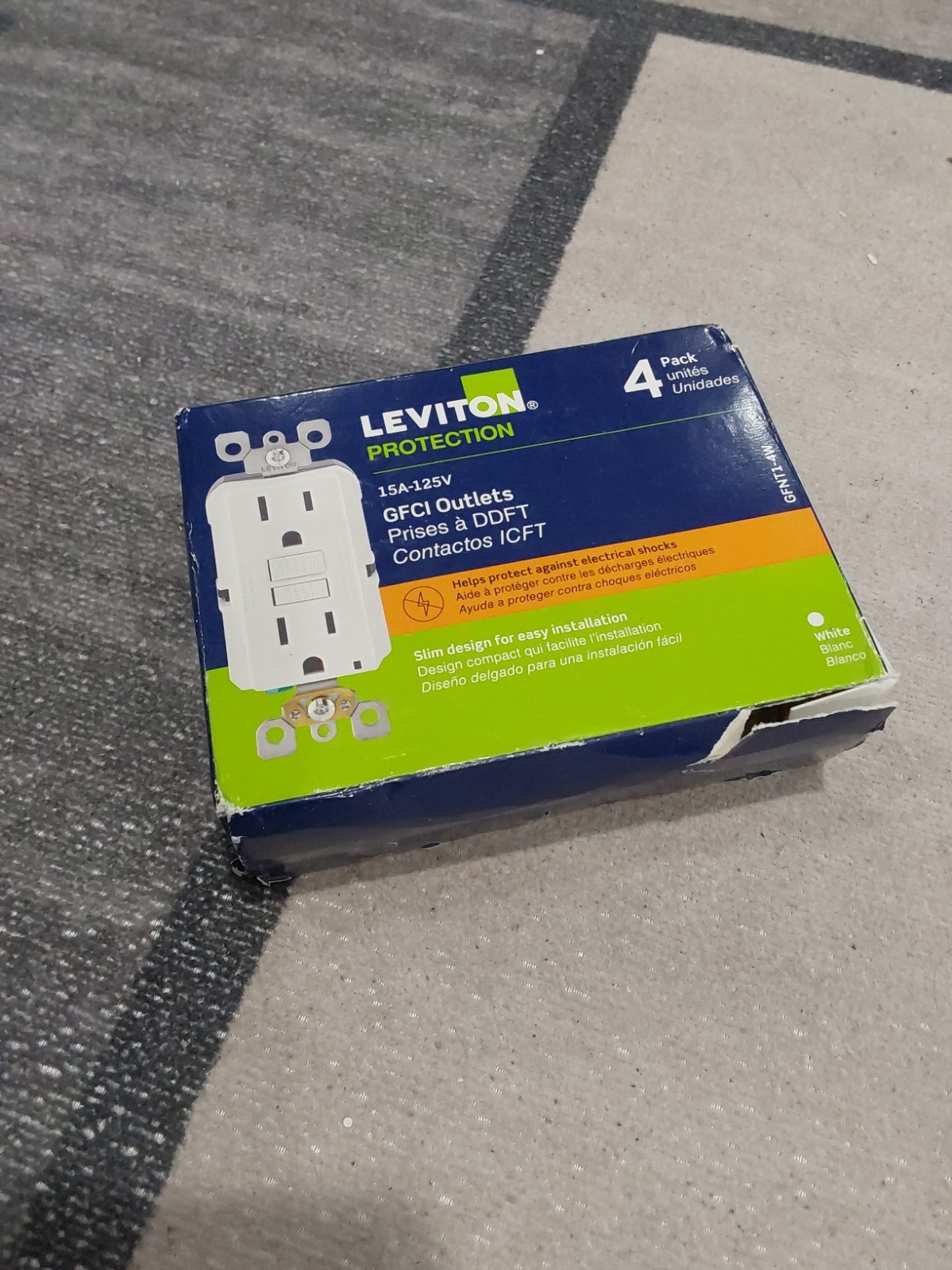 Leviton M22 GFNT1-4W 15A 125V GFCI Duplex Wall Outlet (4-Pack) White – NEW B3