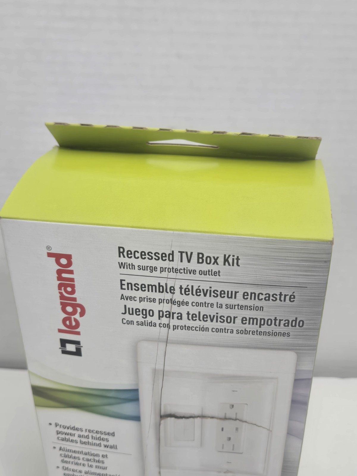 Legrand Recessed TV Box Kit With Surge Protective Outlet White