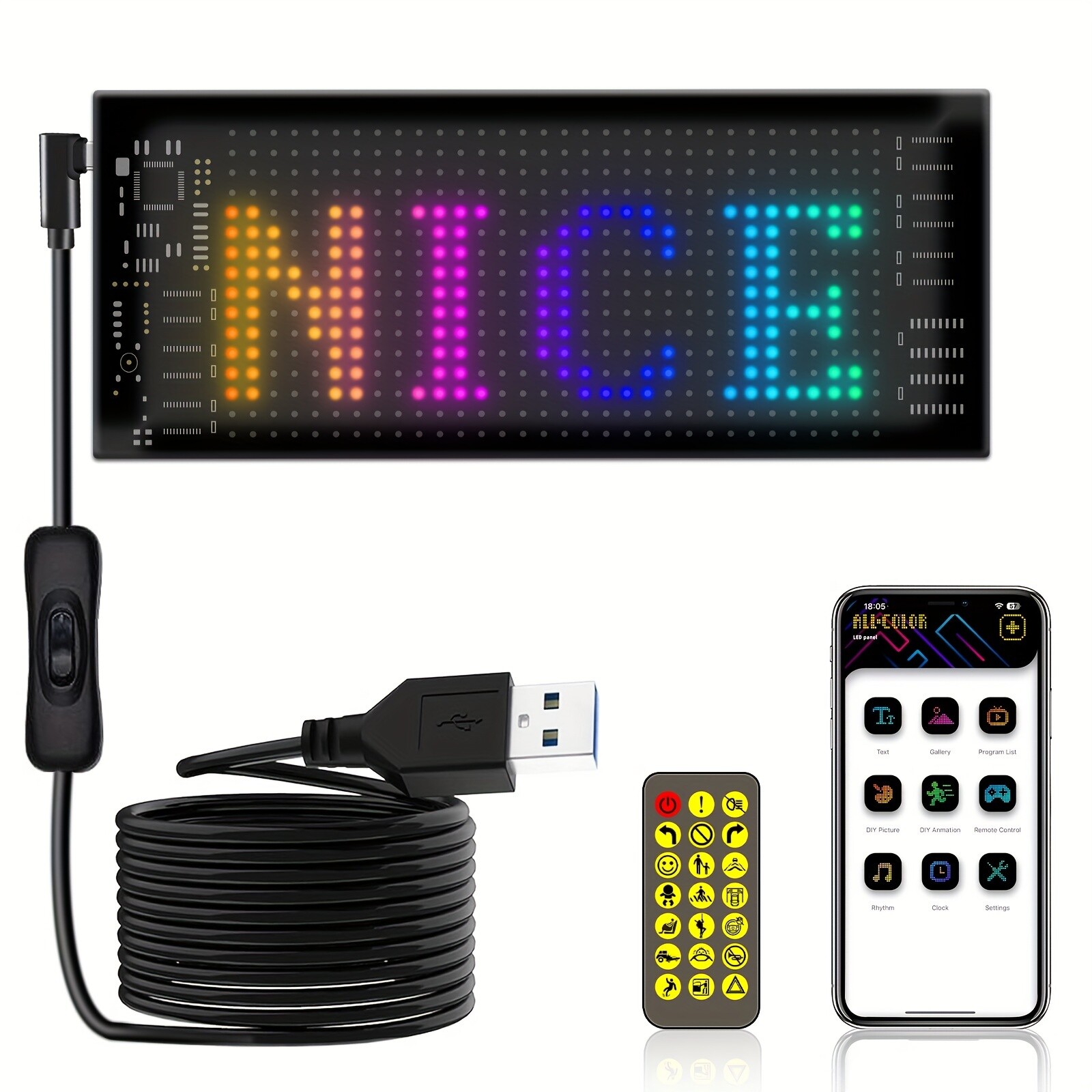 1pc LED Car Rear Window Sign 16*32, App Control, No Battery