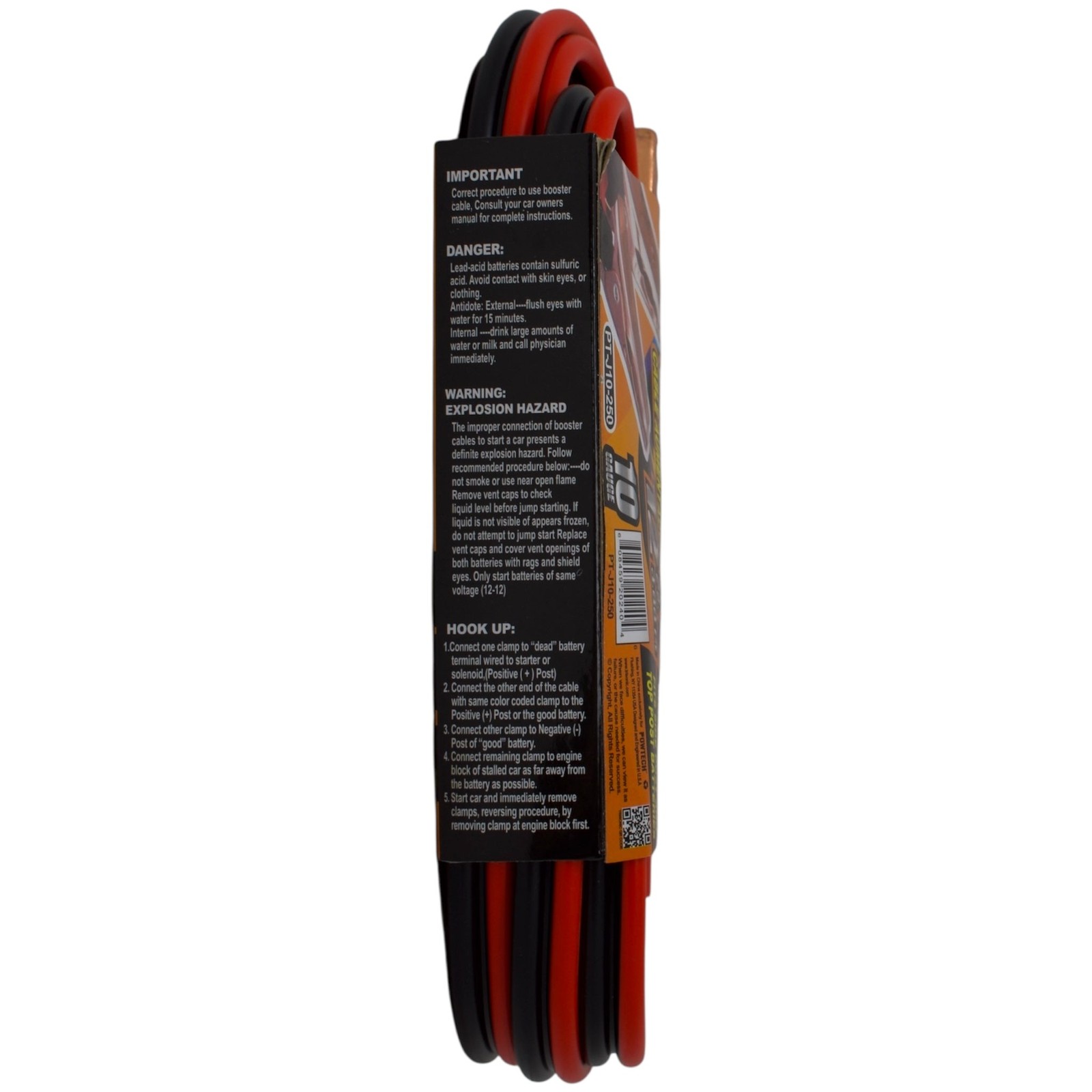 12′ Foot 250 Amp 10 Gauge Booster Cables