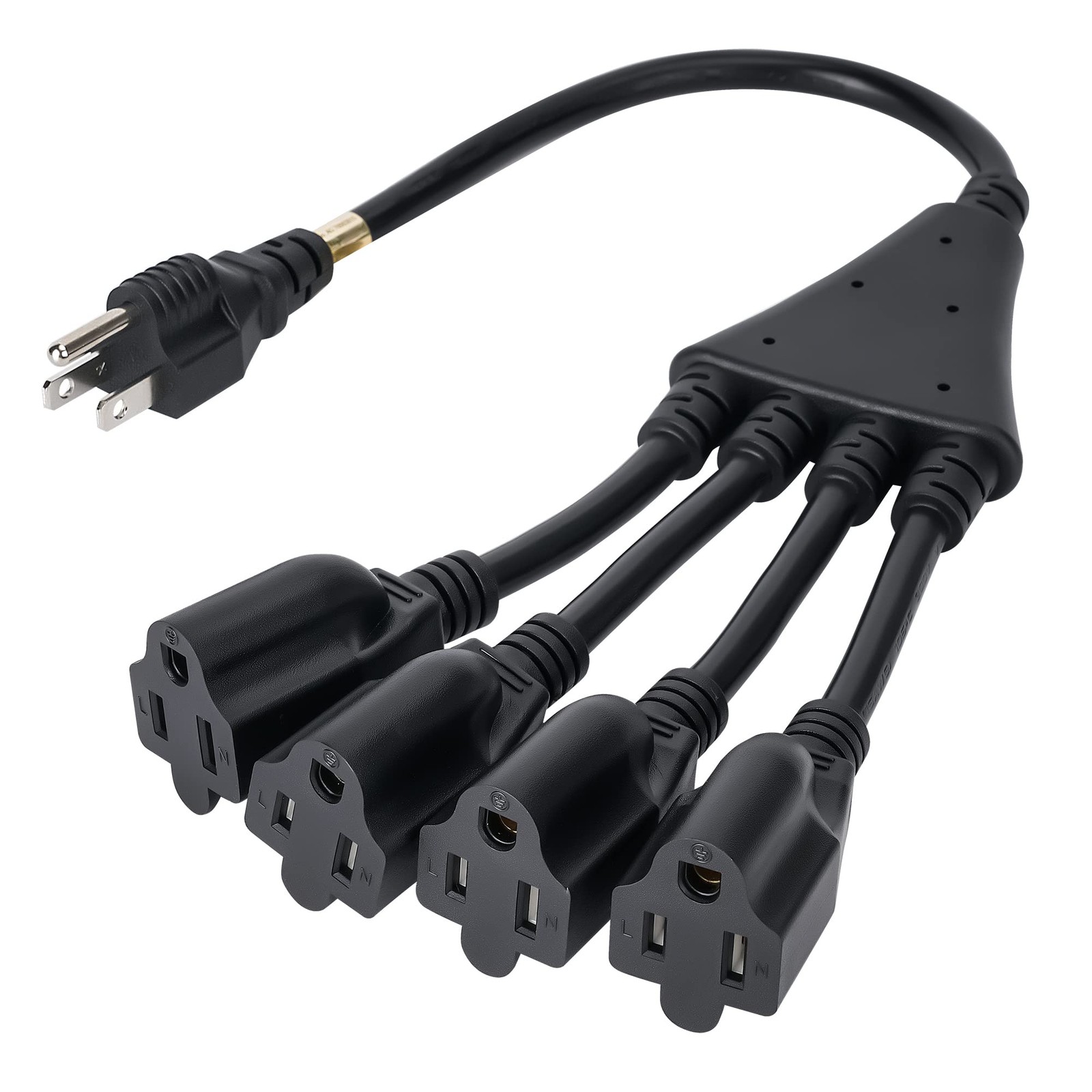 4 Way Power Cord Splitter Cable-3 Prong 1 to 4 Extension Cord-Outlet Saver-Ma…