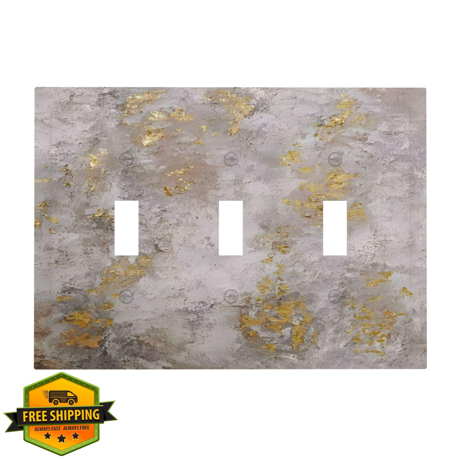 Jszwcy Switch Plate Abstract Gold Dark Gray 3-Gang