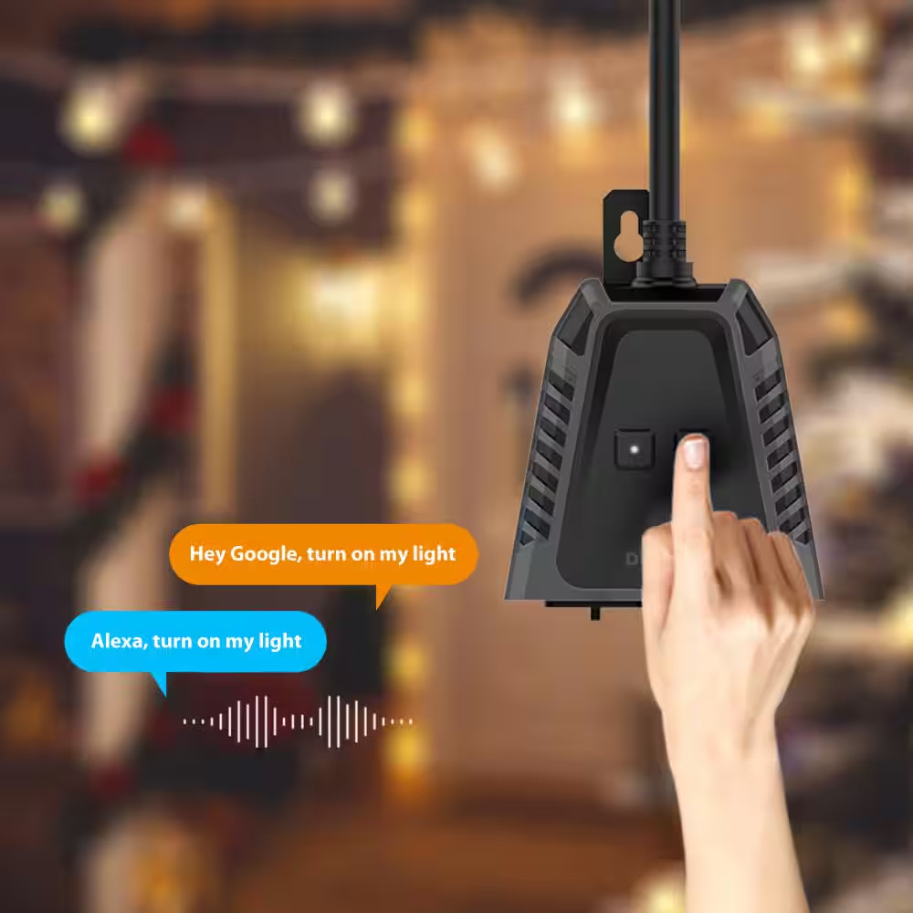 15 Amp 120-Volt Smart Wi-Fi Bluetooth Outdoor Plug with 2-Outlets Powered by Hub