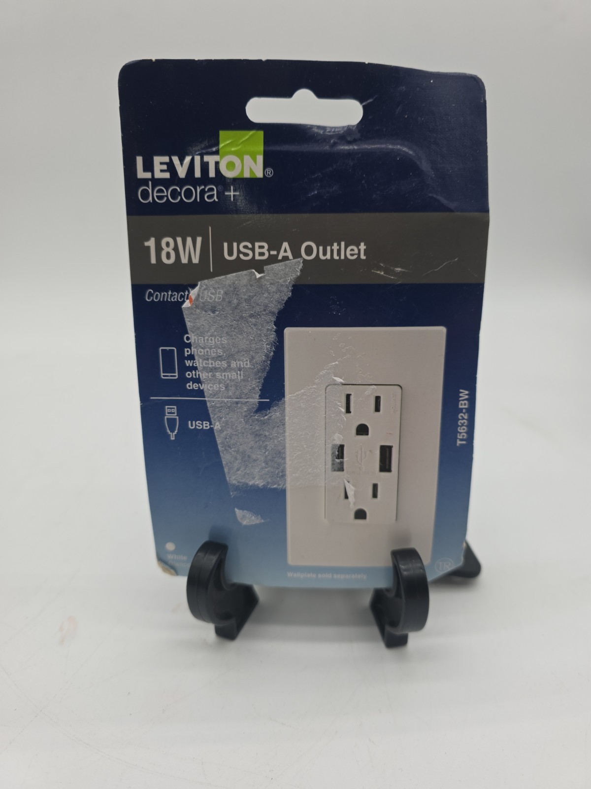 Leviton 18W USB-A Wall Outlet Charger with 15A Tamper-Resistant Receptacle