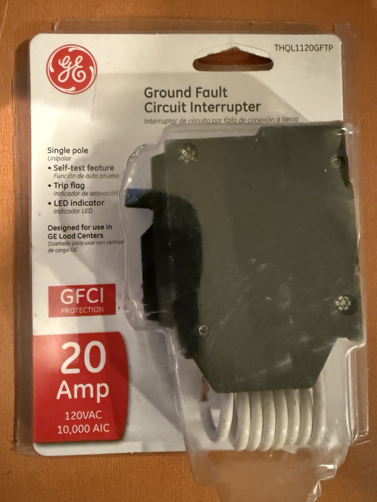 GE 20 Amp 1-Pole Ground Fault Breaker with Self-Test THQL1120GFTP