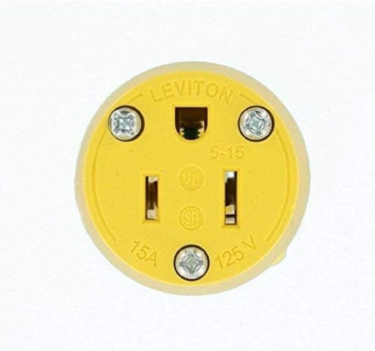 PVC Grounding Lighted Plug Replacement with Green Neon Indicator – 125 Volts