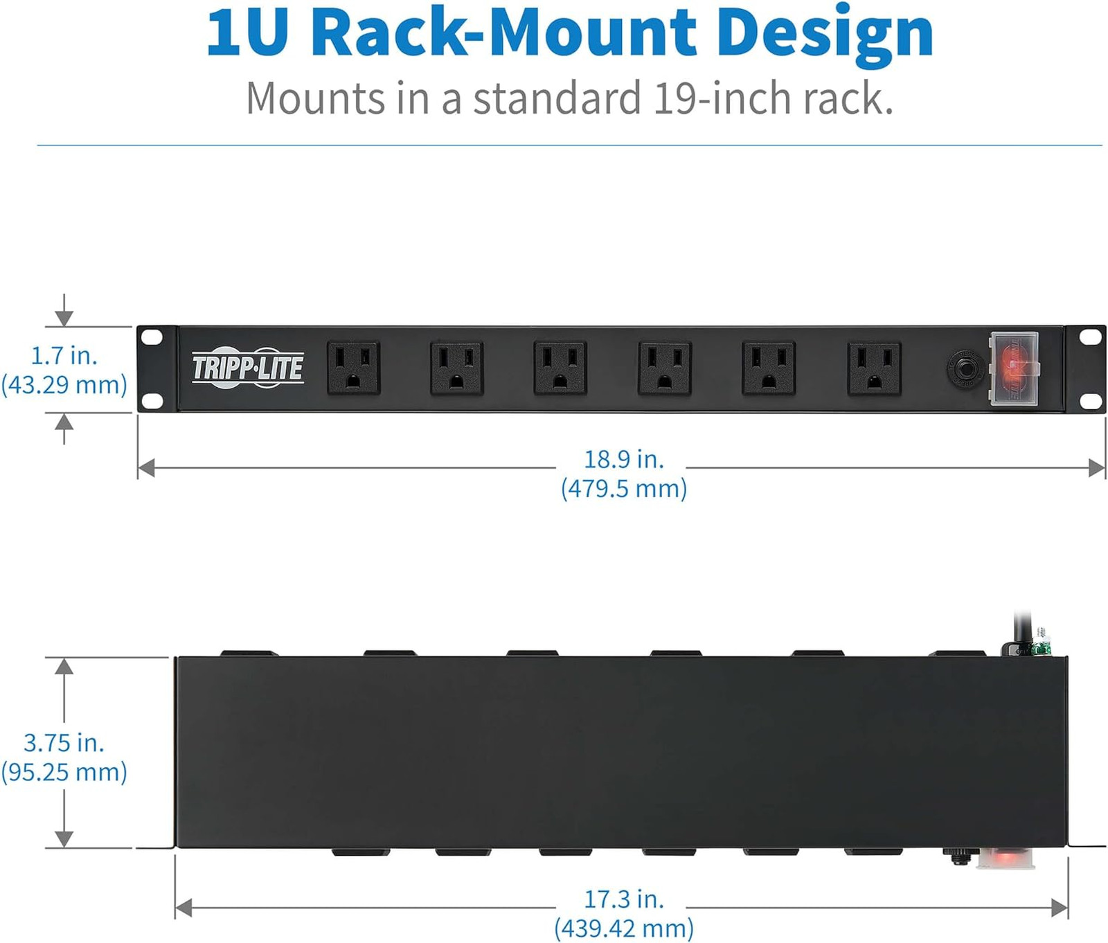 Rack Mount Power Strip PDU 12 Outlets 15A 120V 15ft Cord for Server Audio