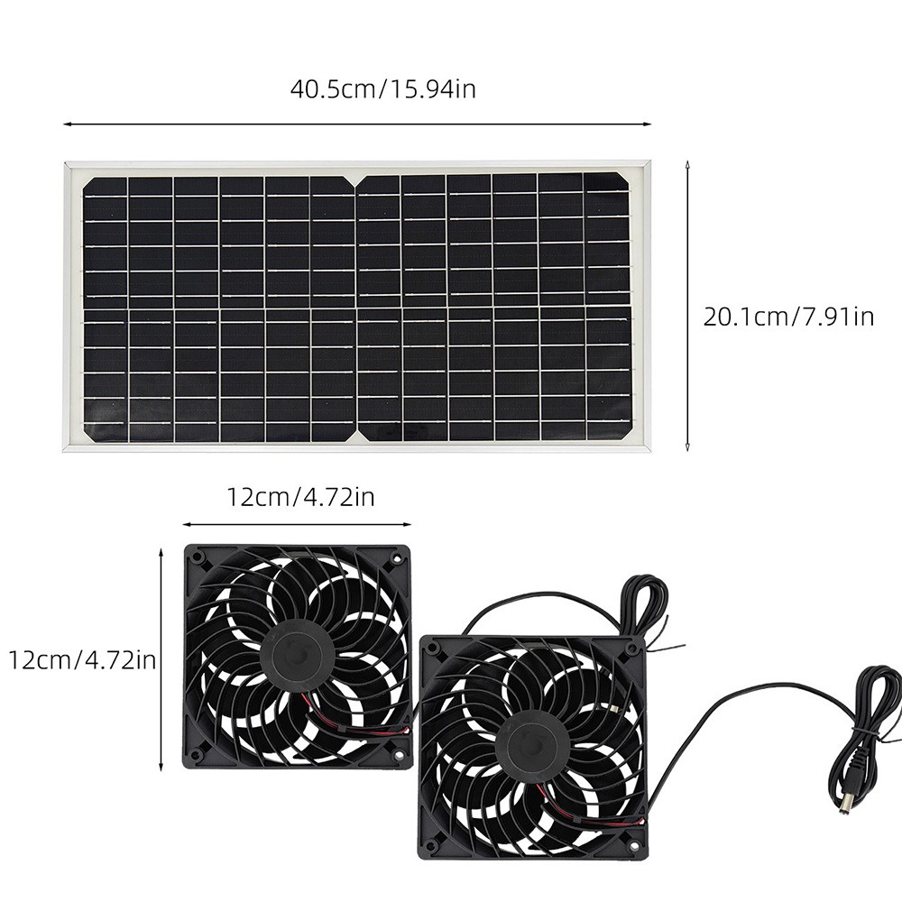 Solar Powered Fan 30W Waterproof Solar Panel Dual Exhaust Fan for Chicken Coop