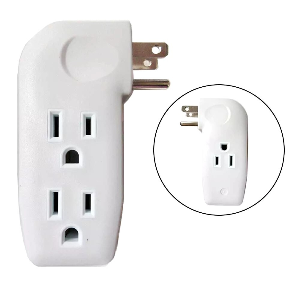 3 Pack “L” Style 3-Way Grounded Electrical Outlet Wall Plug Power Splitter