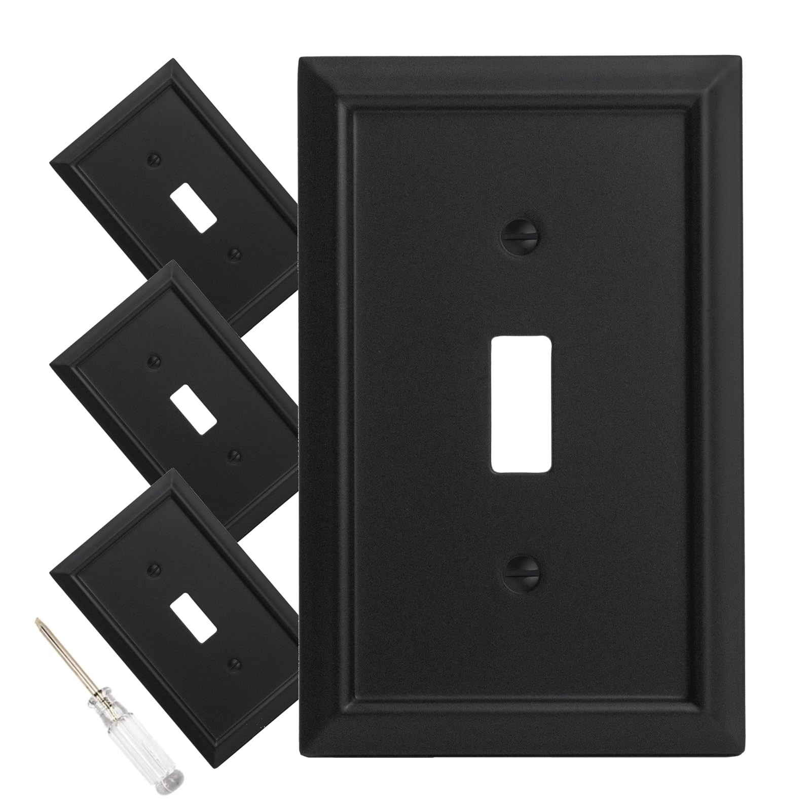 Wall Plate, Duplex Outlet Covers, Matte Black Light Switch Cover – Natural Ba…