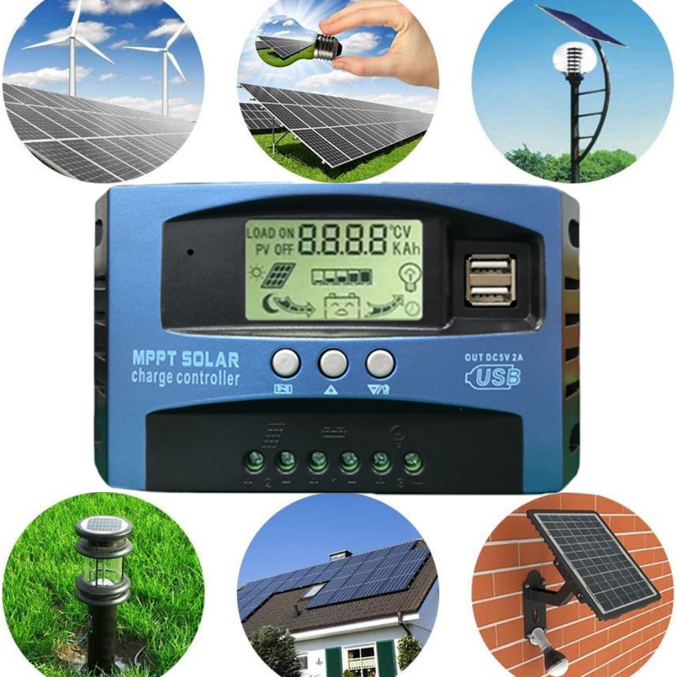 (100A) MPPT Solar Charger Controller Battery Regulator Dual USB LCD Display US